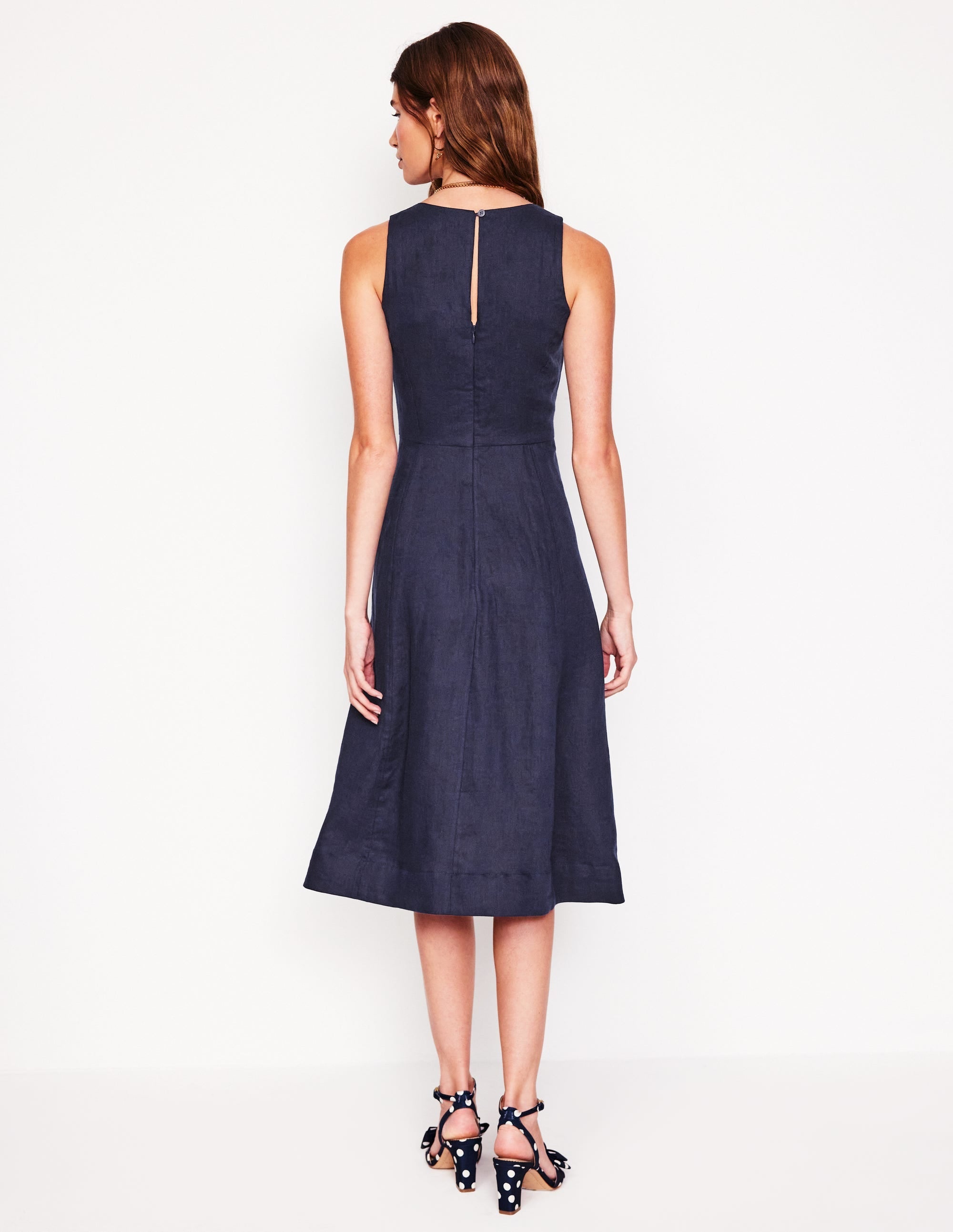 Carla Linen Midi Dress-Navy - Image 7