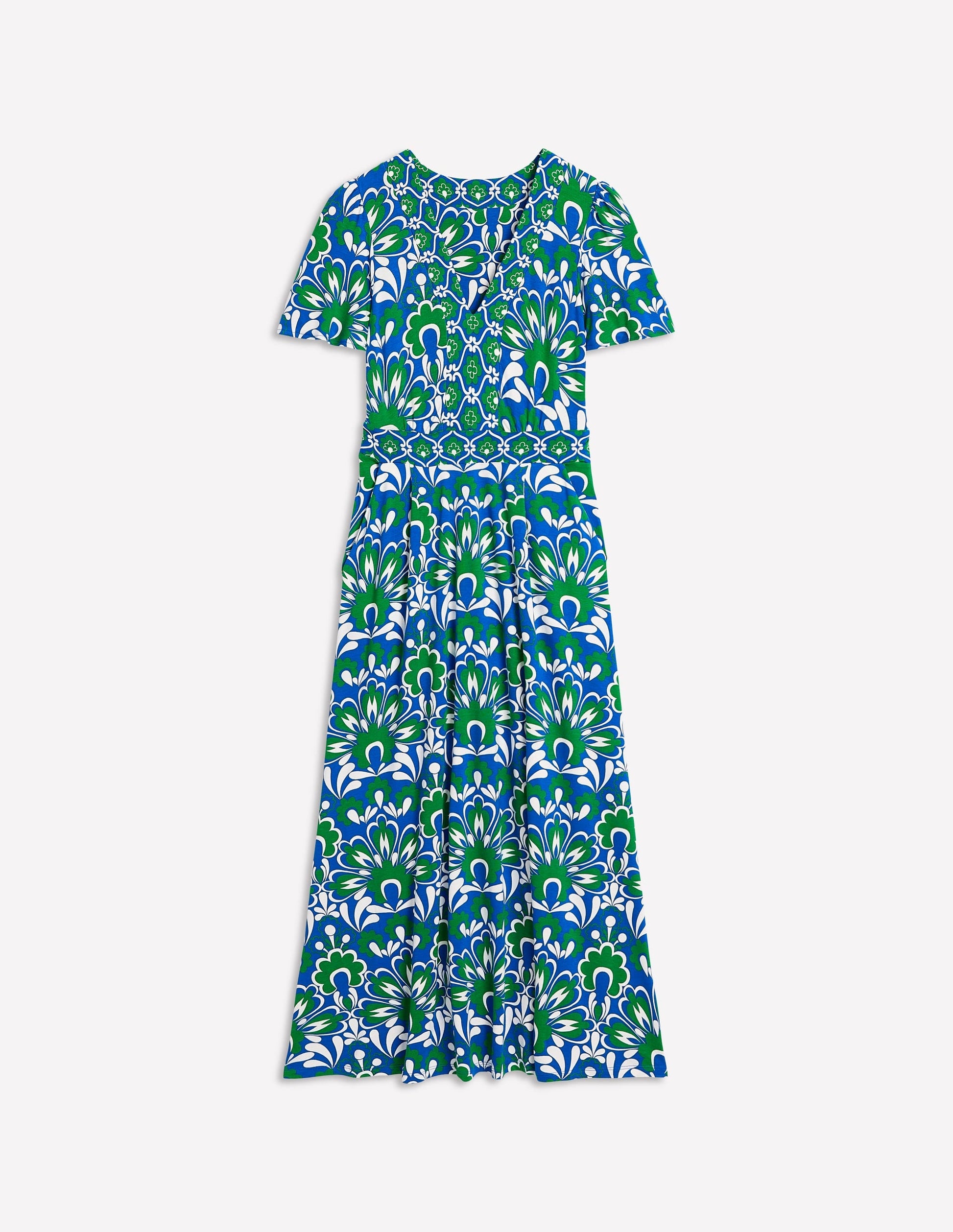 Ellie Flutter Maxi Tea Dress-Blue, Decorative Dandelion-4