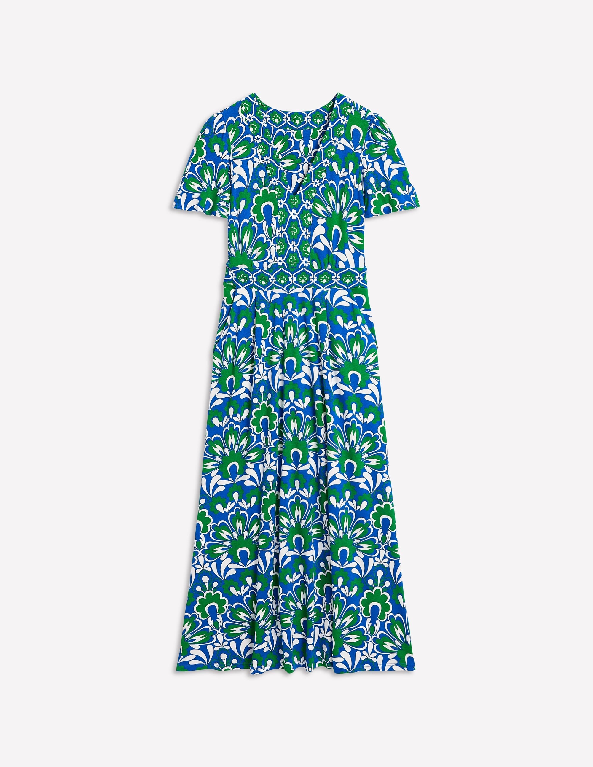 Ellie Flutter Maxi Tea Dress-Blue, Decorative Dandelion - Image 4