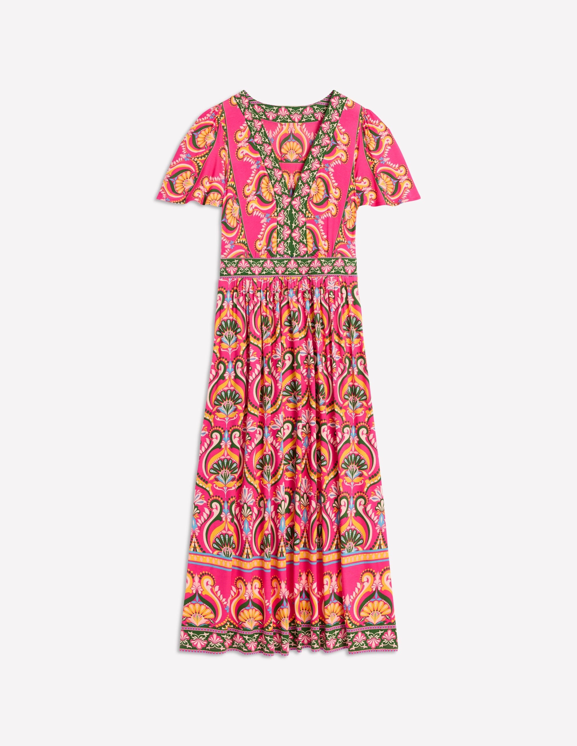 Ellie Flutter Maxi Tea Dress-Pink Peony, Ornamental Floral - Image 5
