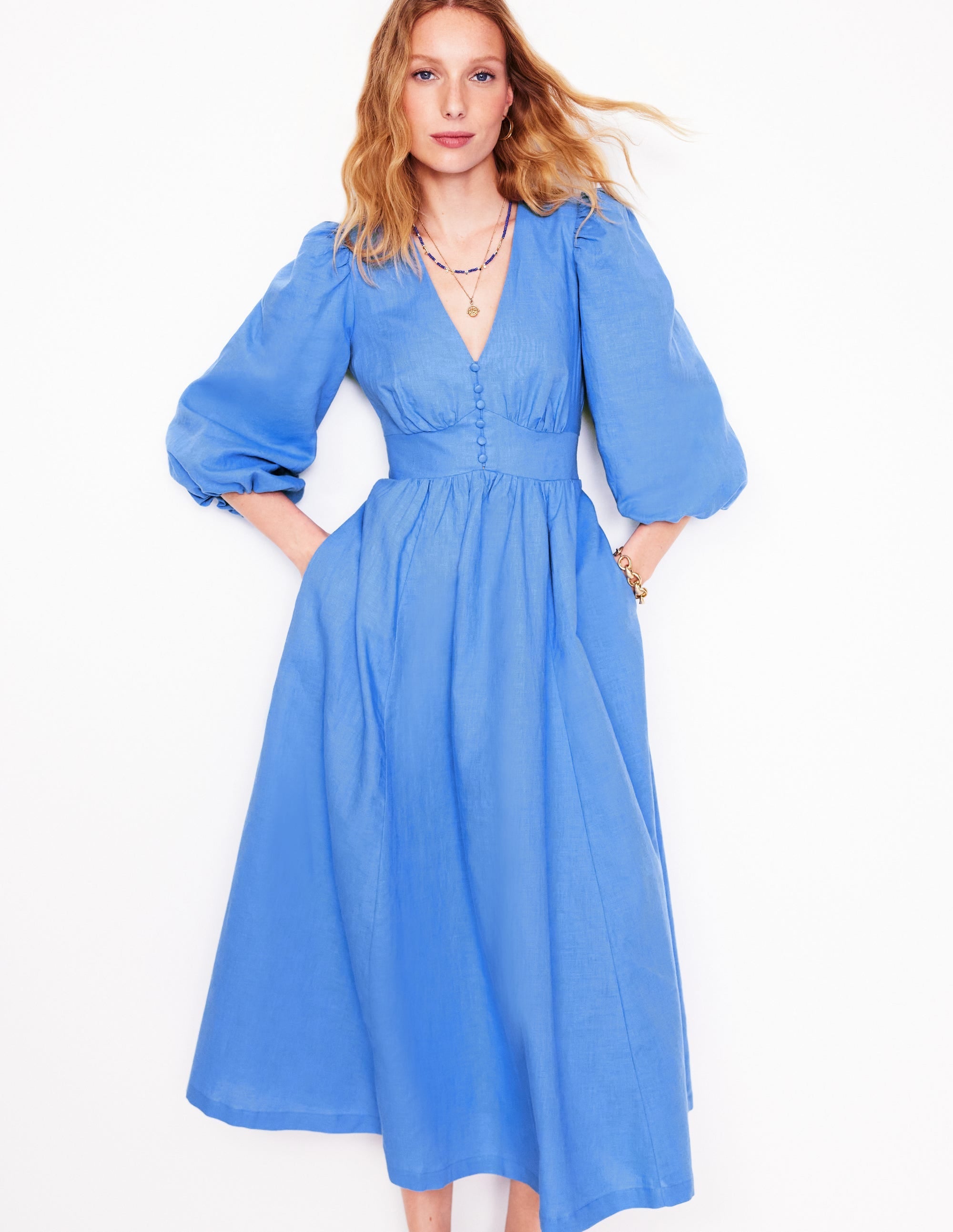 Lola Blouson Maxi Dress-Ocean Blue - Image 1
