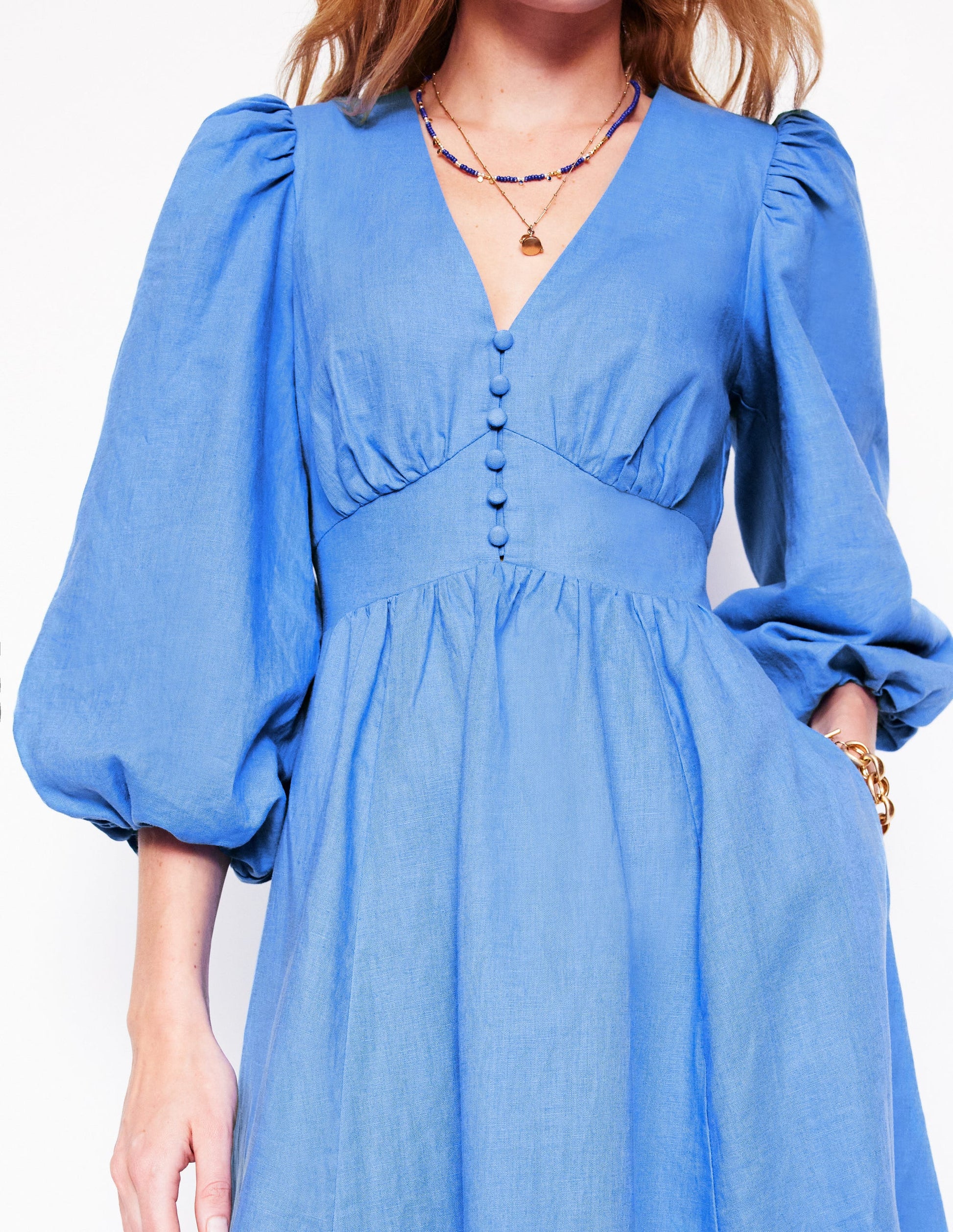 Lola Blouson Maxi Dress-Ocean Blue-2