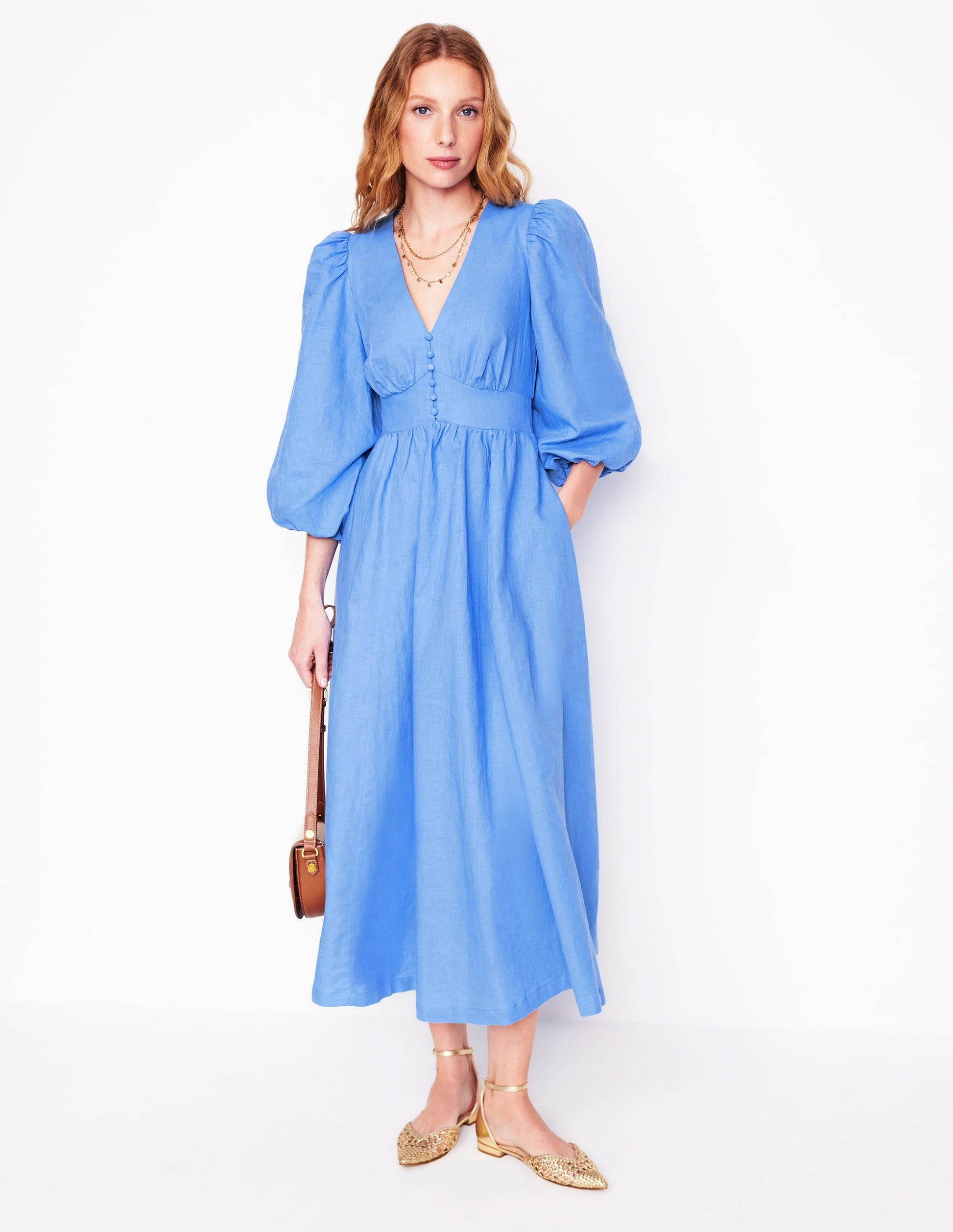 Lola Blouson Maxi Dress-Ocean Blue-5