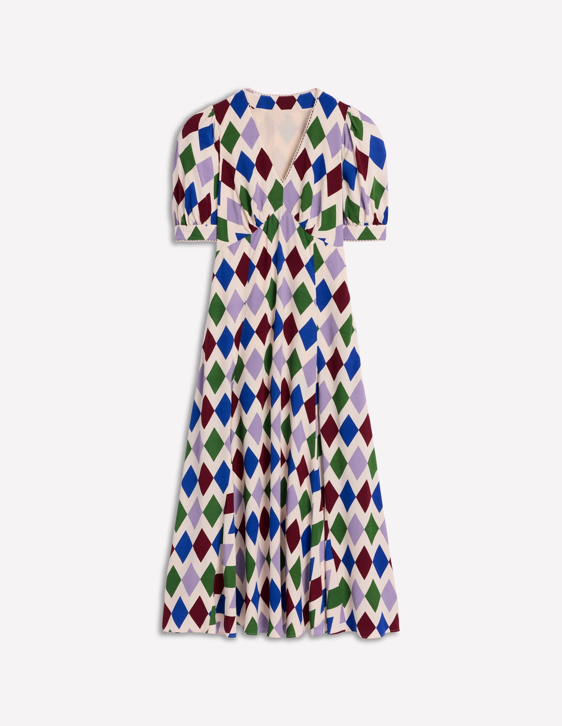 Rosie Godet Tea Dress-Multi, Diamond Stripe-5