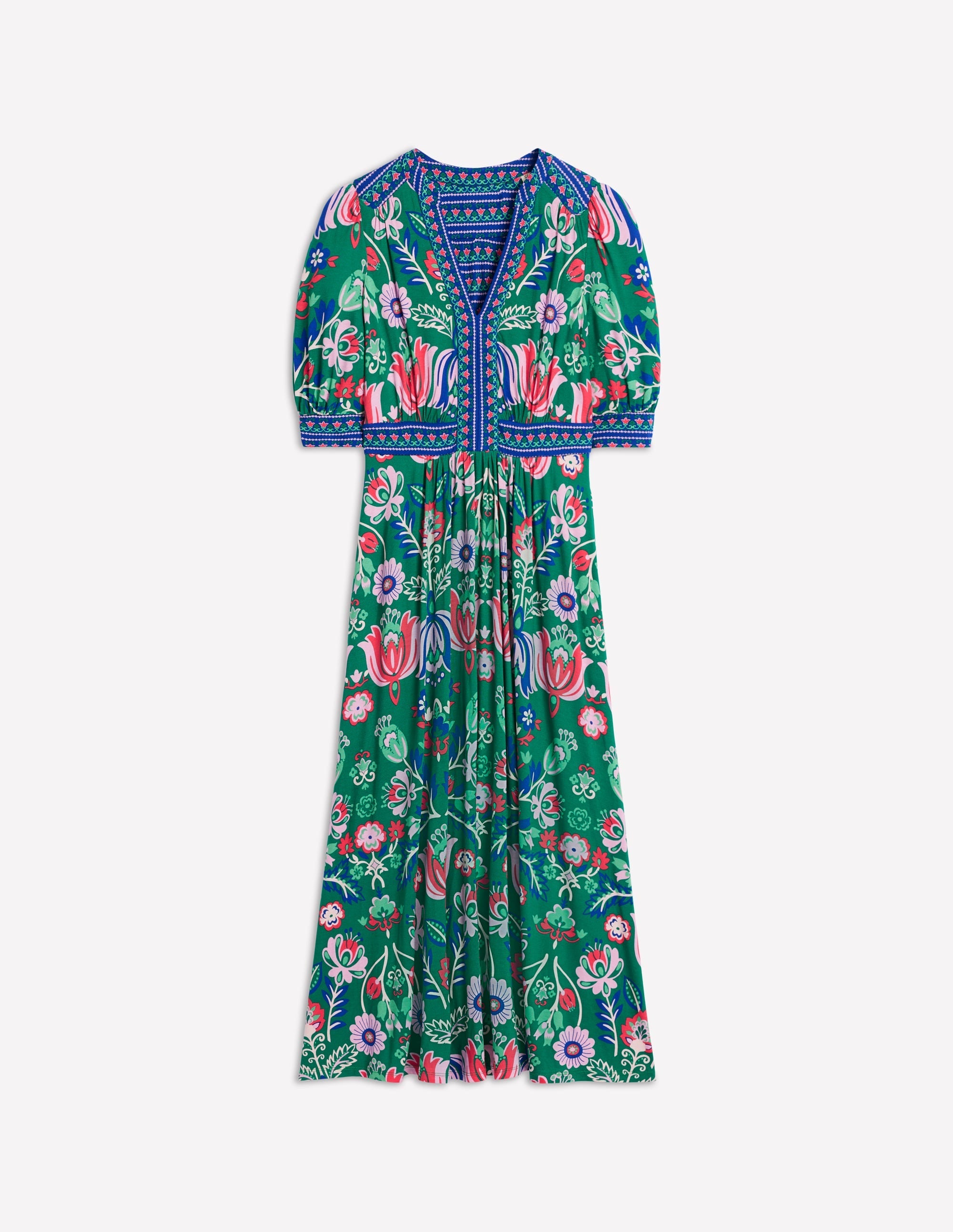 Lily Jersey Midi Tea Dress-Forest Grass, Tulip Fusion - Image 6