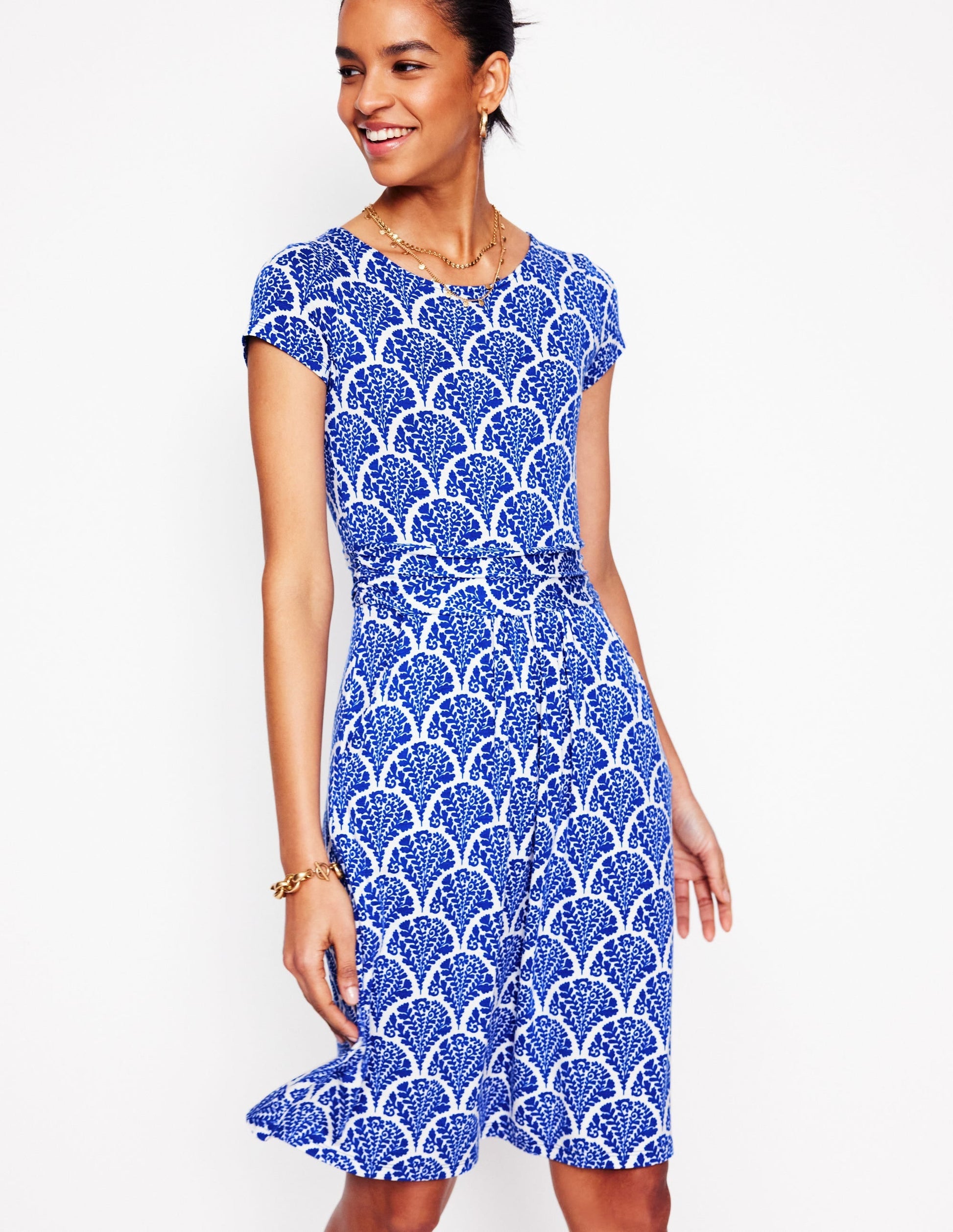 Amelie Jersey Dress-Bright Blue, Blossomy-4
