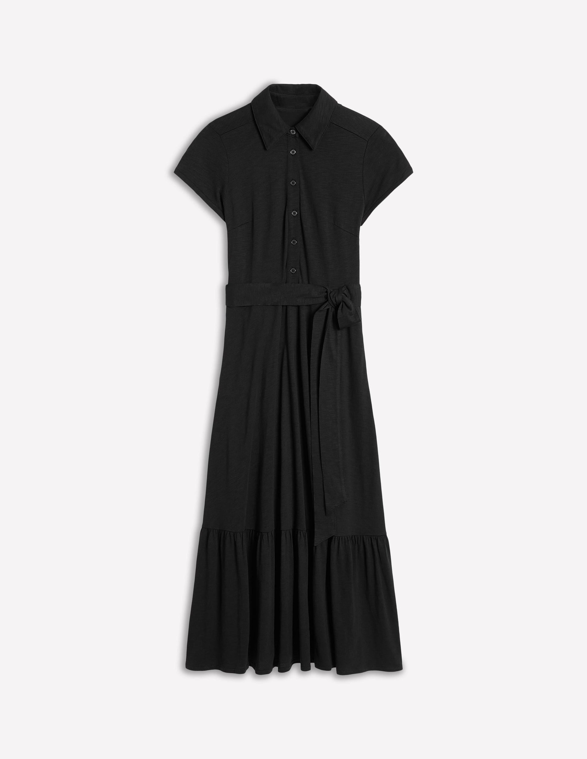 Cressida Jersey Shirt Dress-Black-6