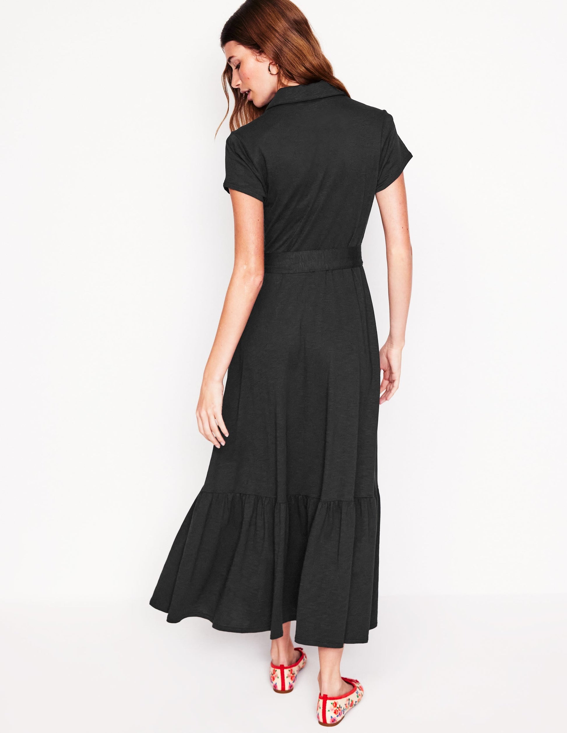Cressida Jersey Shirt Dress-Black-3