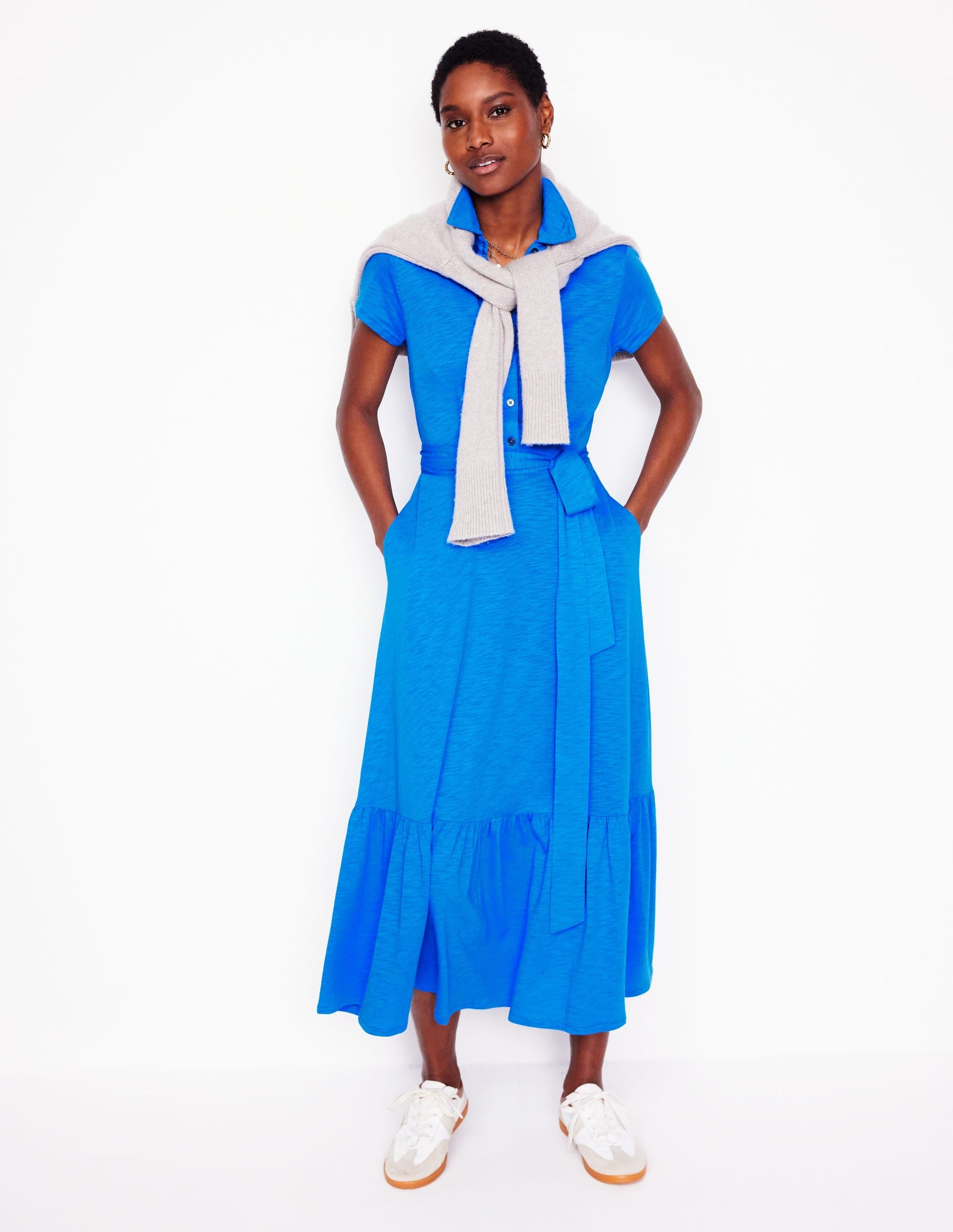 Cressida Jersey Shirt Dress-Gallery Blue-3
