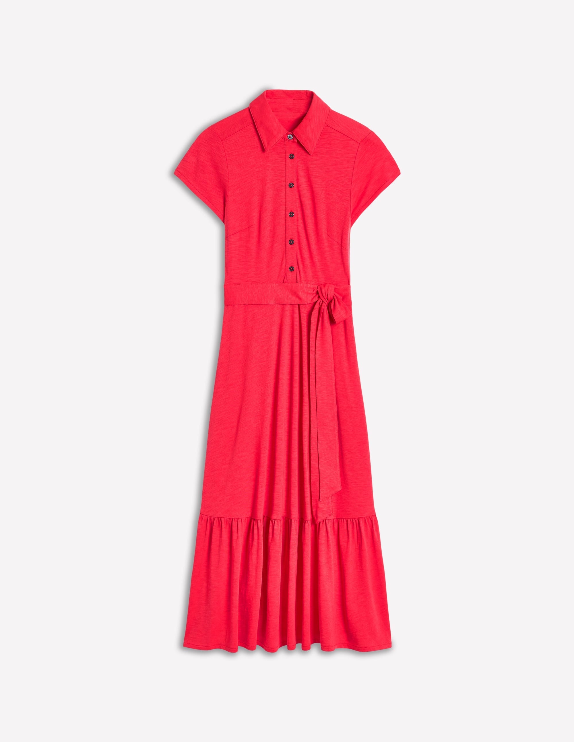 Cressida Jersey Shirt Dress-Jewel Red - Image 8
