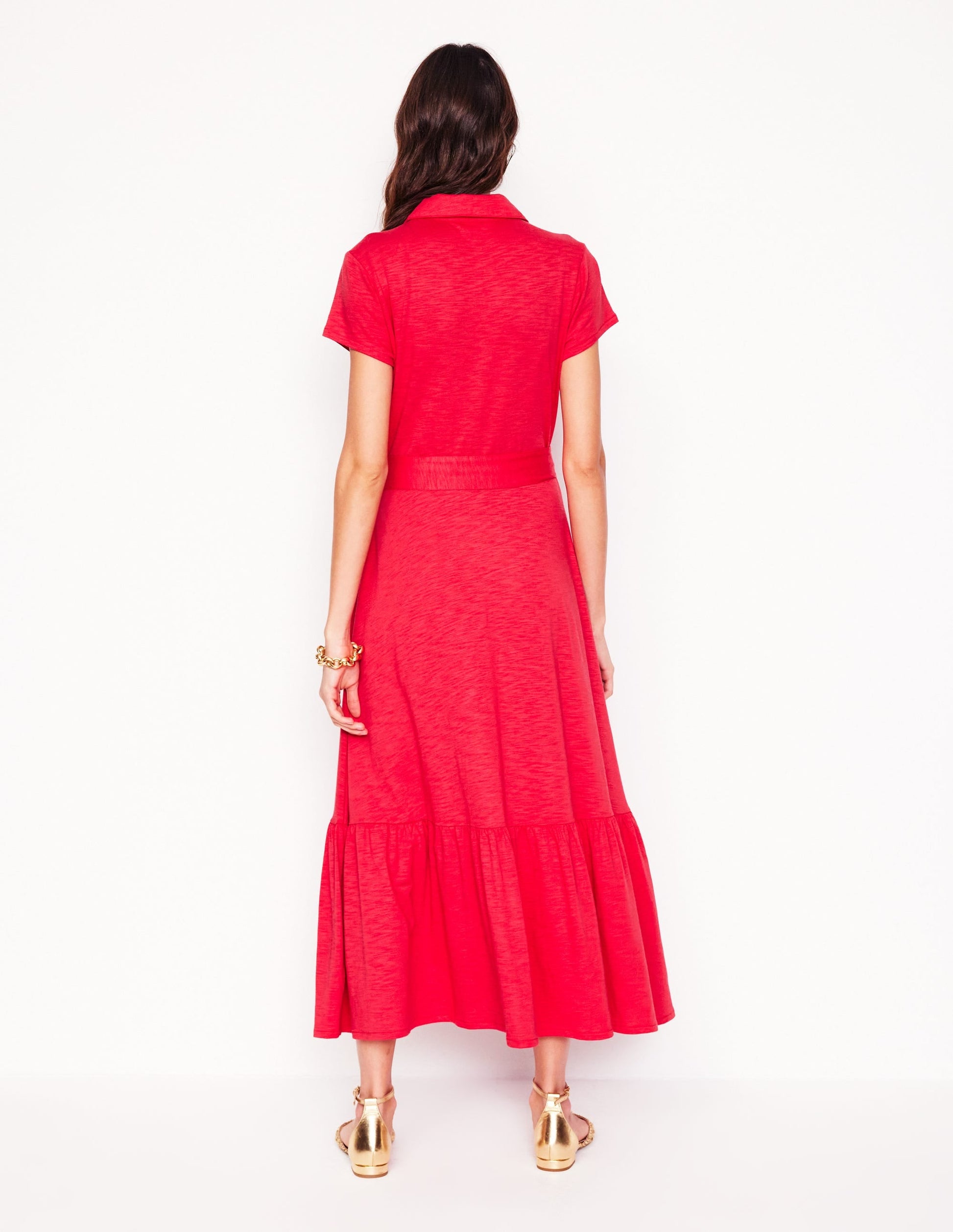 Cressida Jersey Shirt Dress-Jewel Red-3