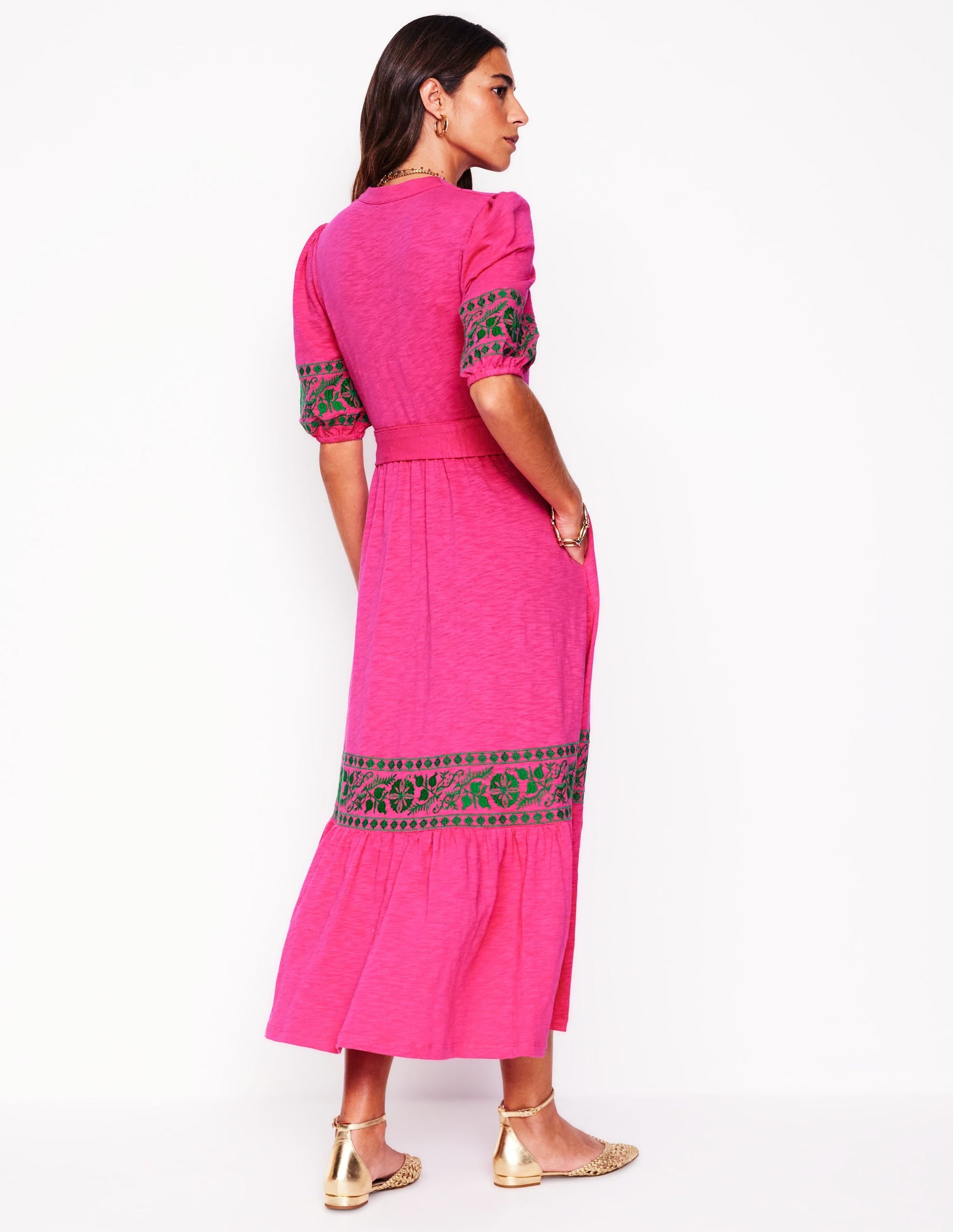 Amara Embroidered Jersey Dress-Pink Peony-3