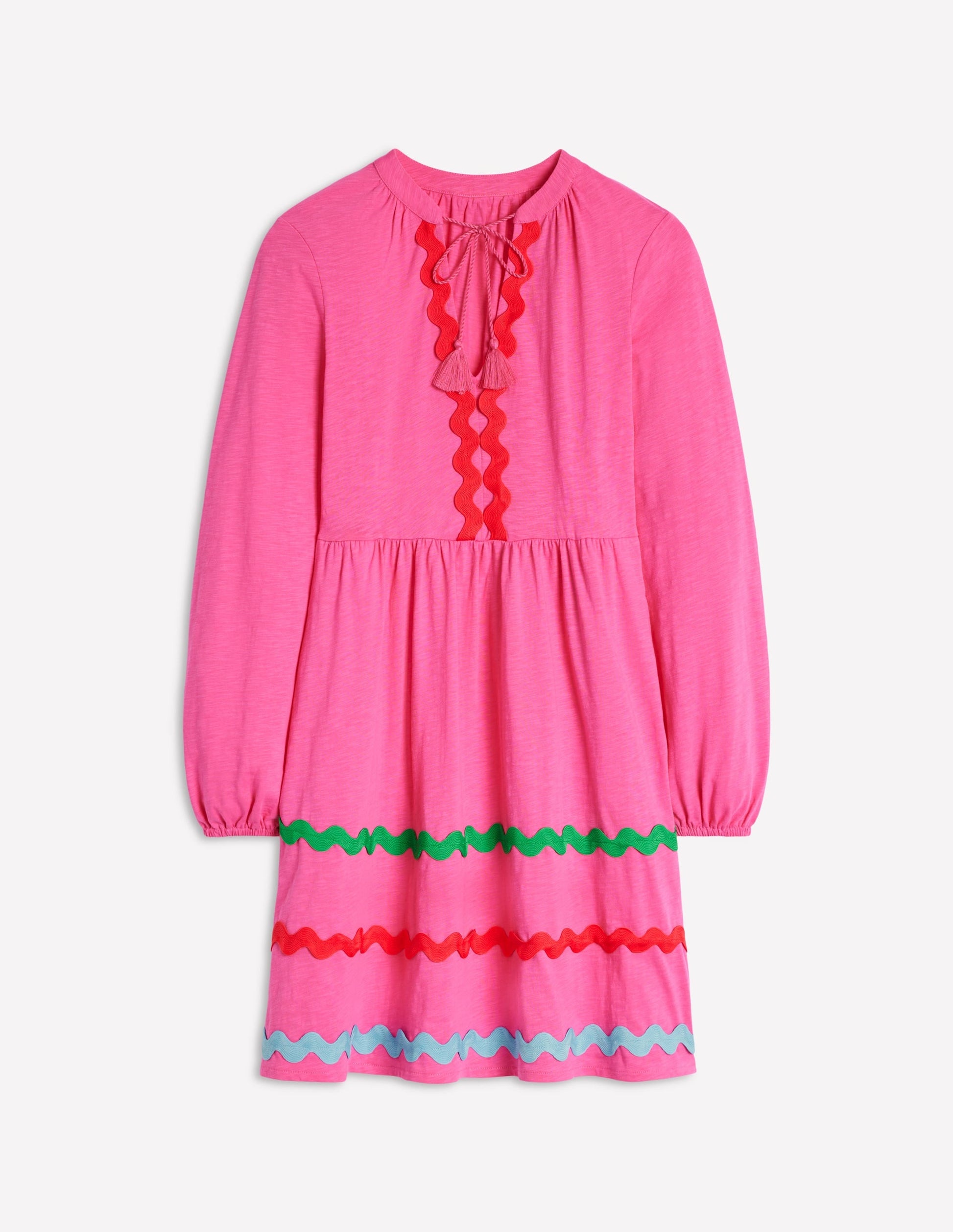 Corinna Ric Rac Jersey Dress-Sorbet Pink-5