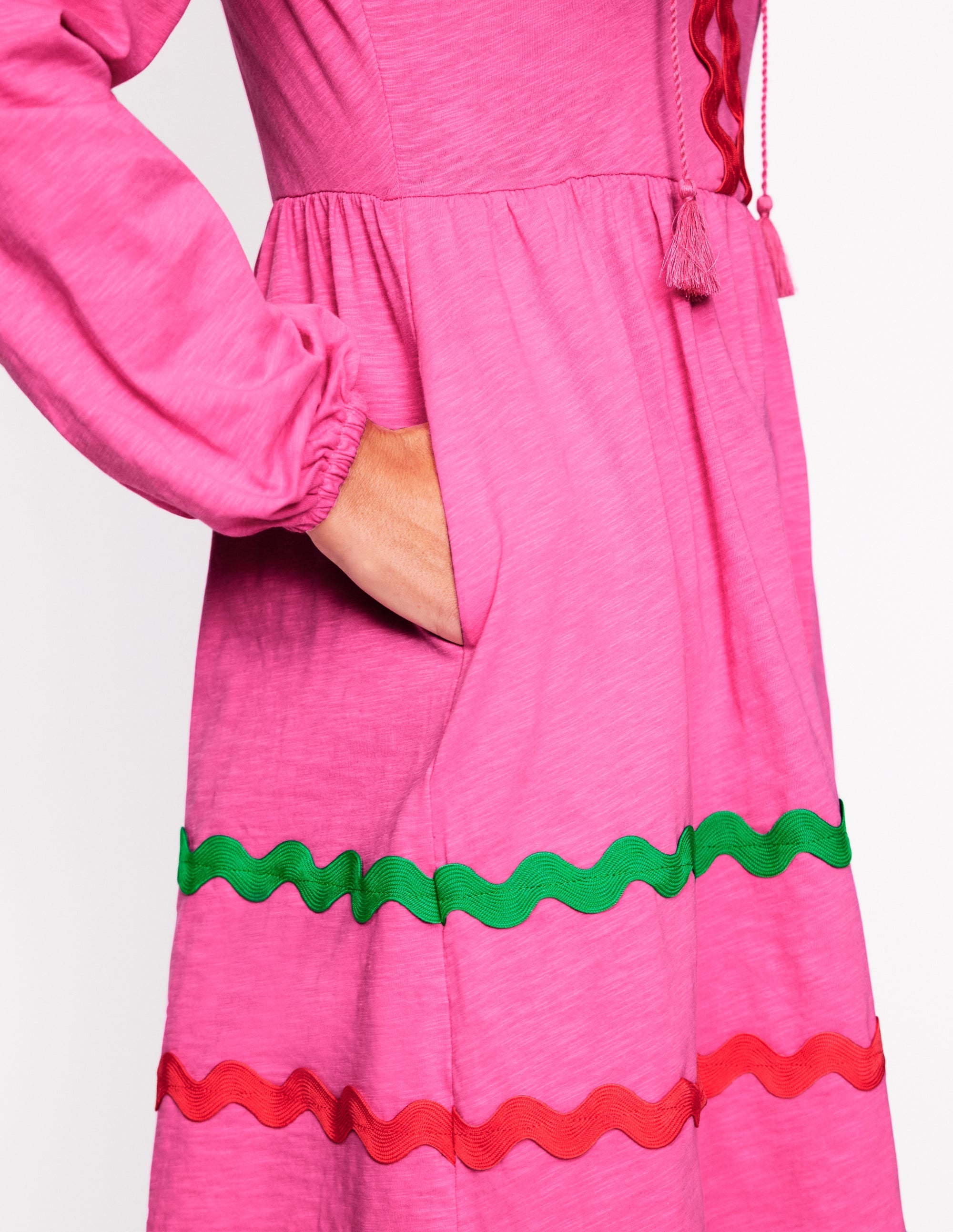 Corinna Ric Rac Jersey Dress-Sorbet Pink - Image 2