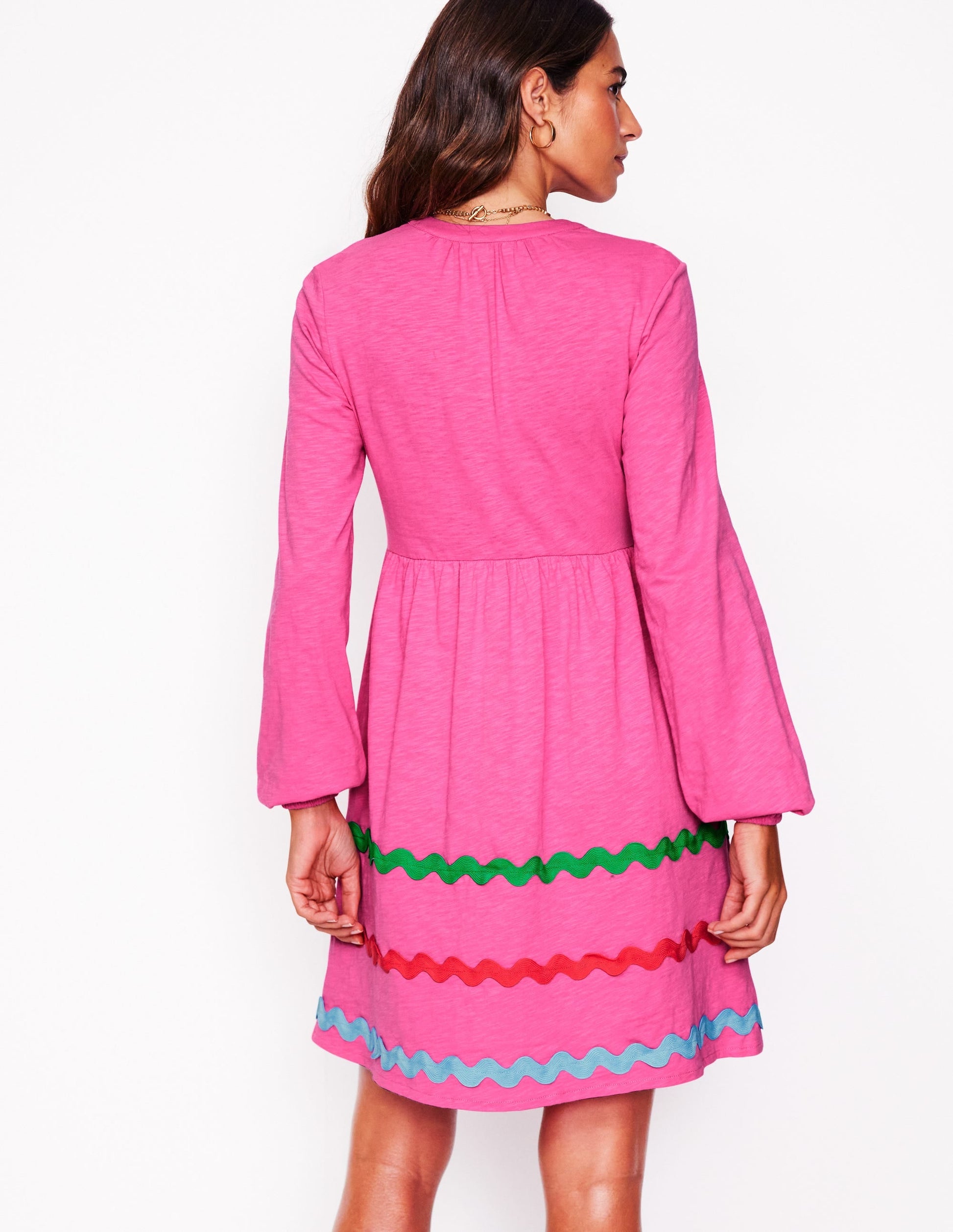 Corinna Ric Rac Jersey Dress-Sorbet Pink-3