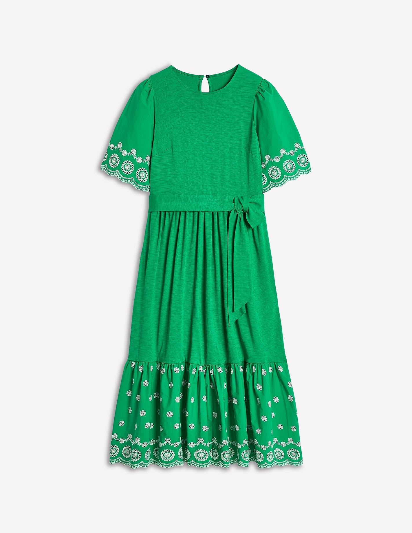 Isabel Broderie Mix maxi Dress-Rich Emerald-5
