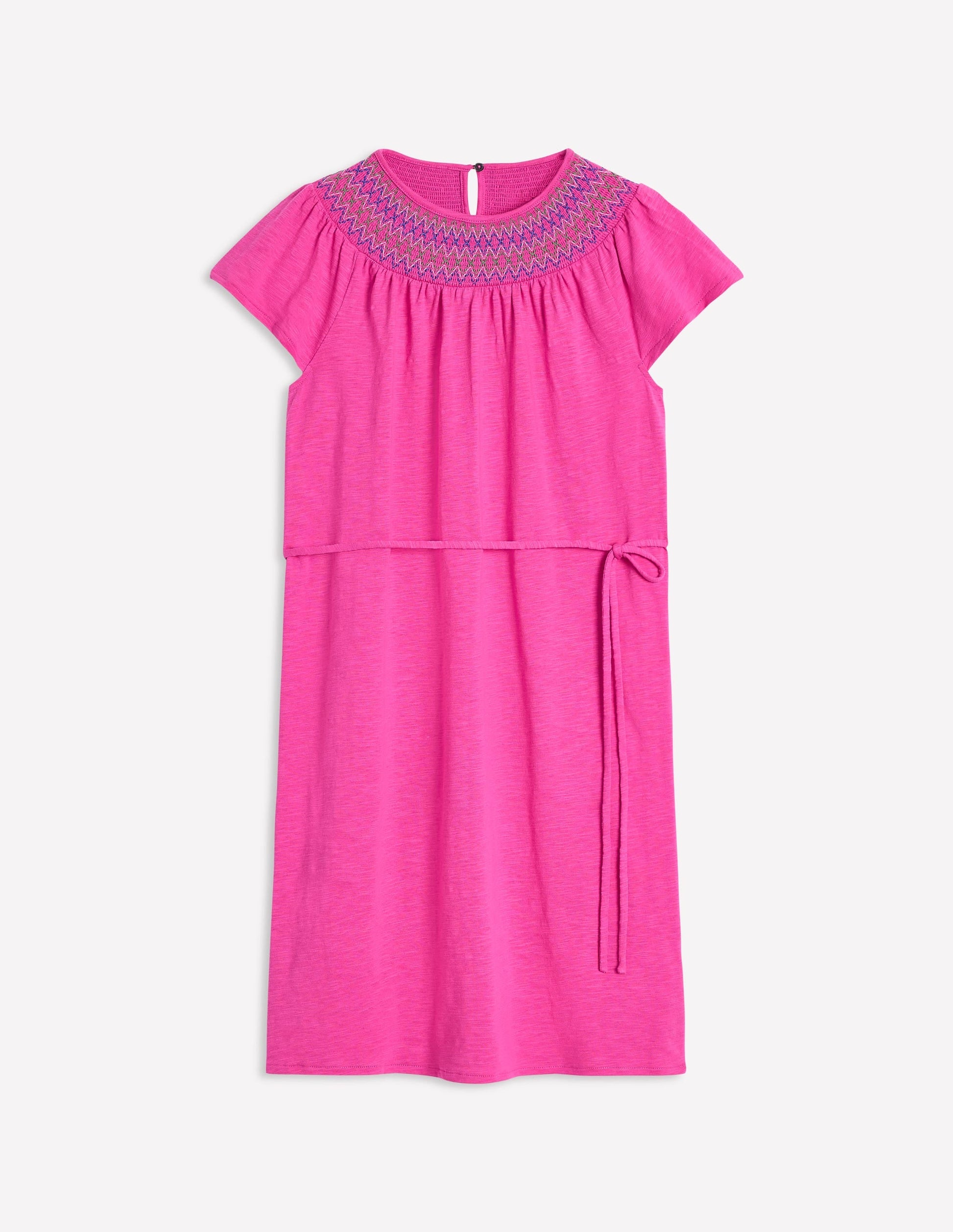 Nina Smocked T-Shirt Dress-Cosmos Pink-5