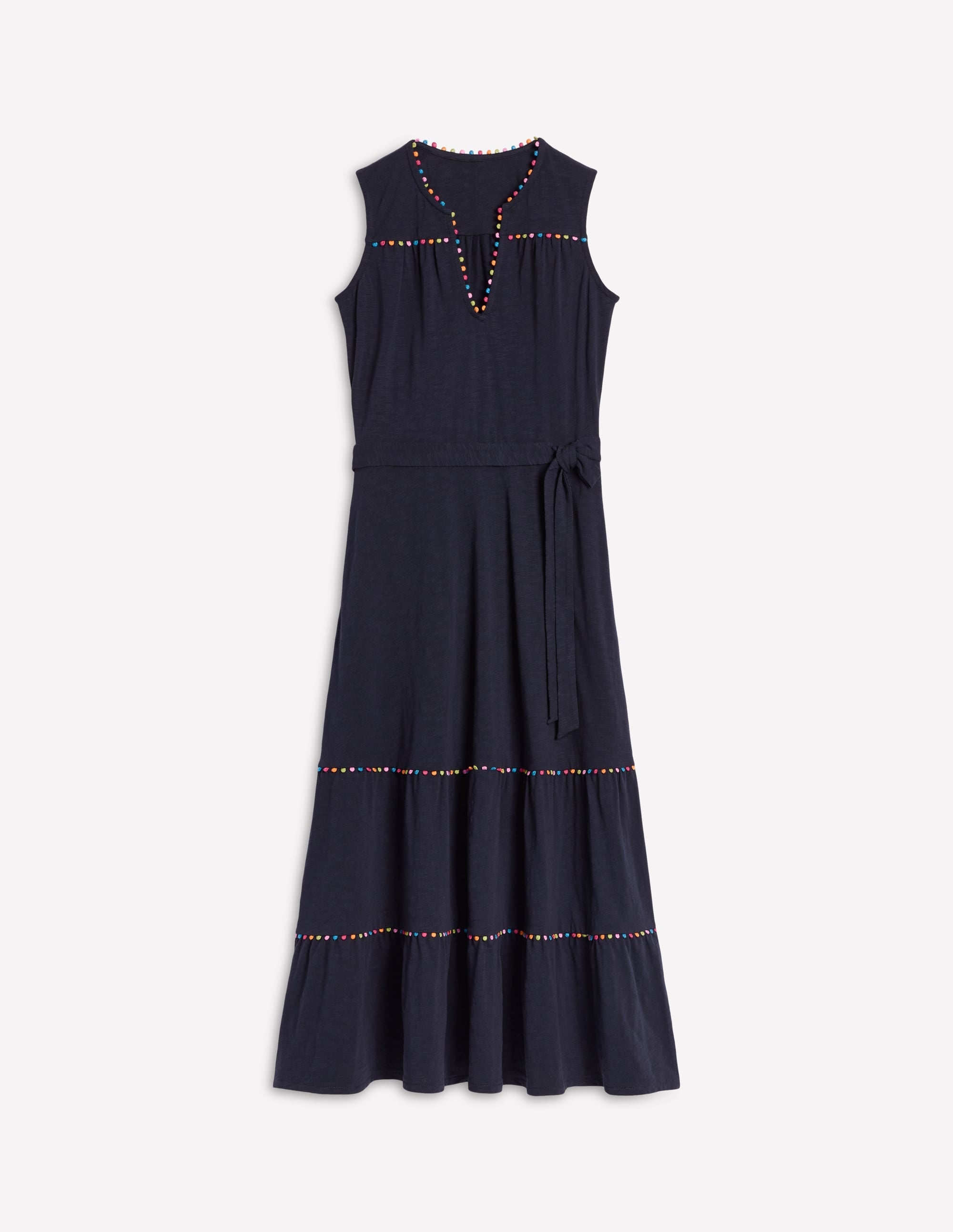 Tara Trim Tiered Jersey Dress-Navy - Image 6