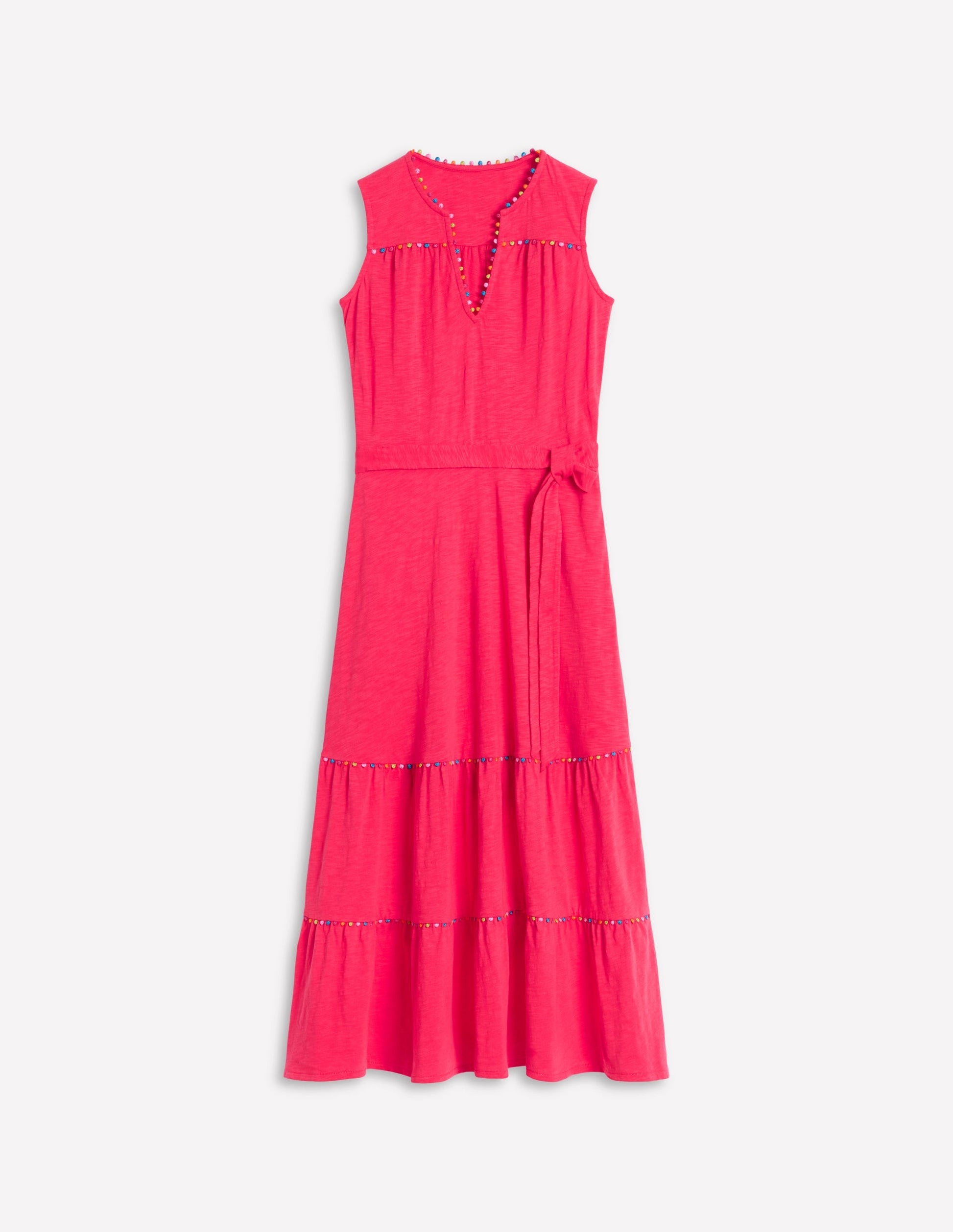 Tara Trim Tiered Jersey Dress-Camelia Pink-7