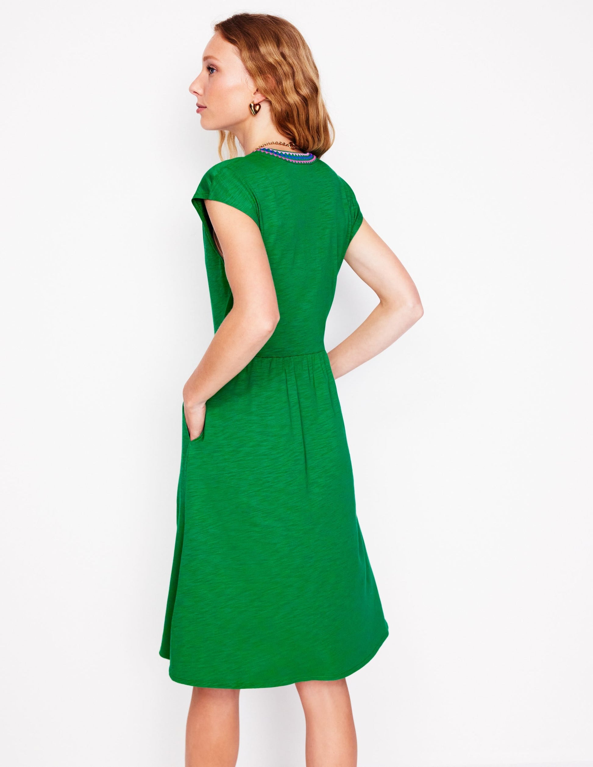 Chloe Embroidered Short Dress-Rich Emerald-3