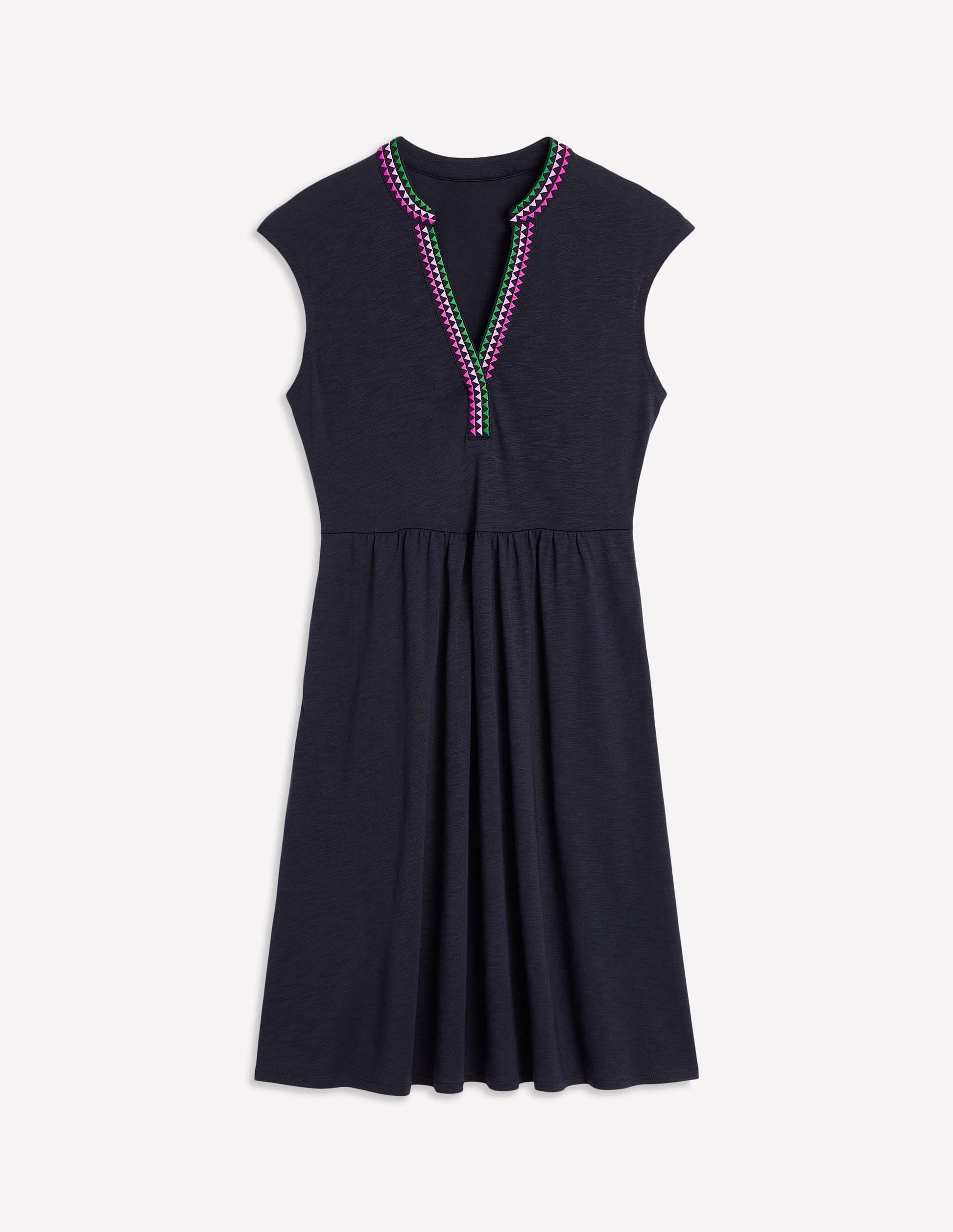 Chloe Embroidered Short Dress-Navy-6
