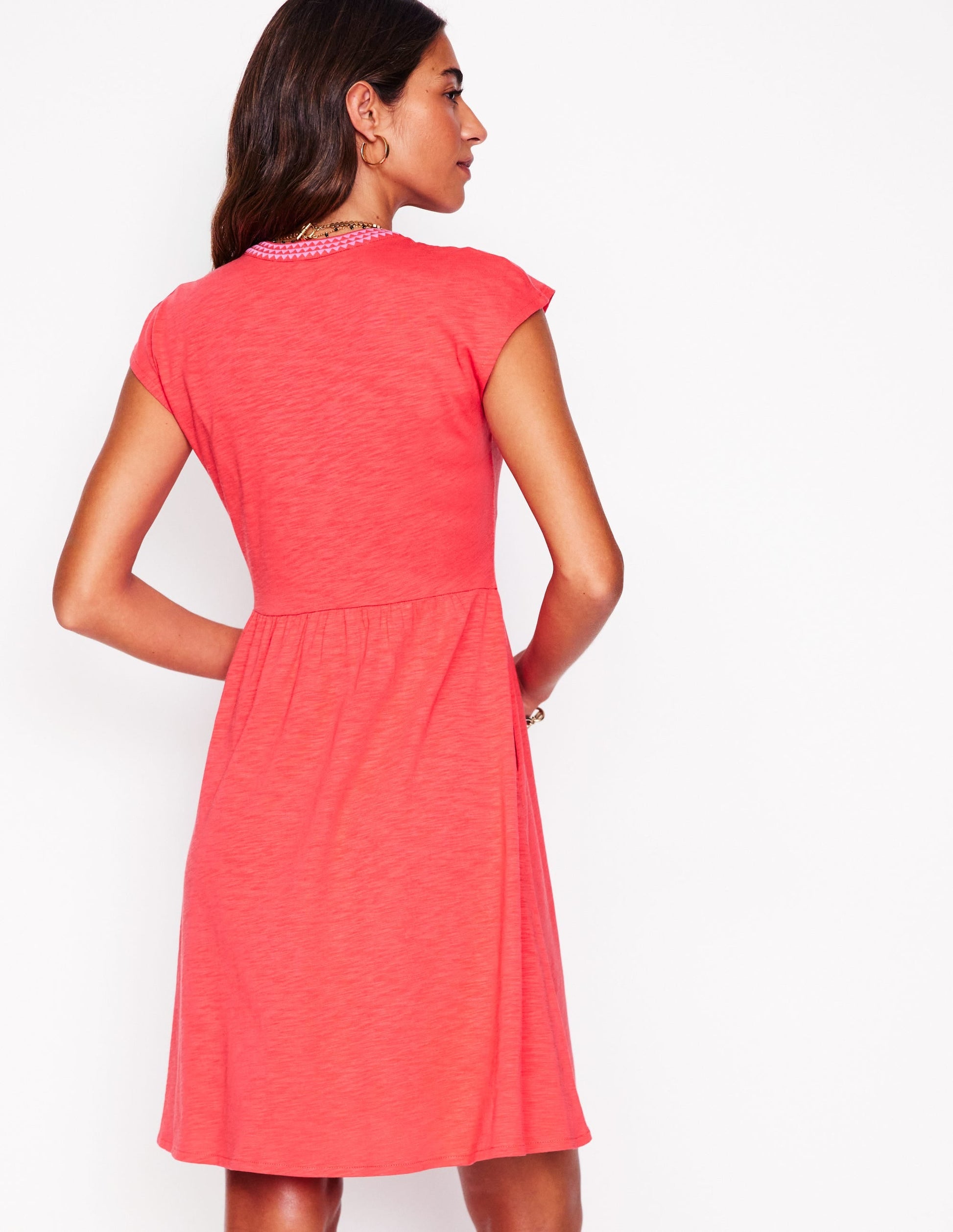 Chloe Embroidered Short Dress-Jam Red-3