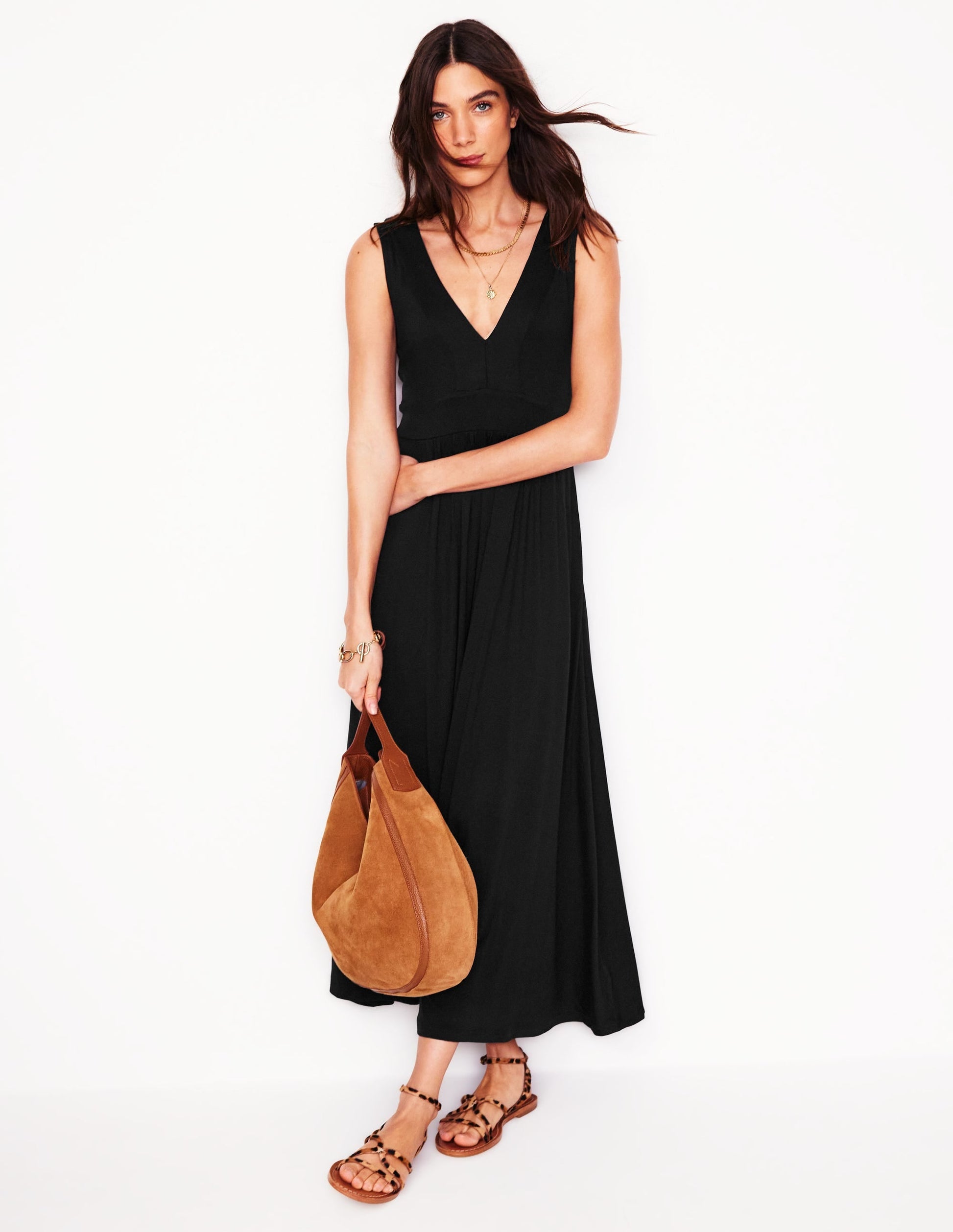 Olympia Jersey Maxi Dress-Black-1