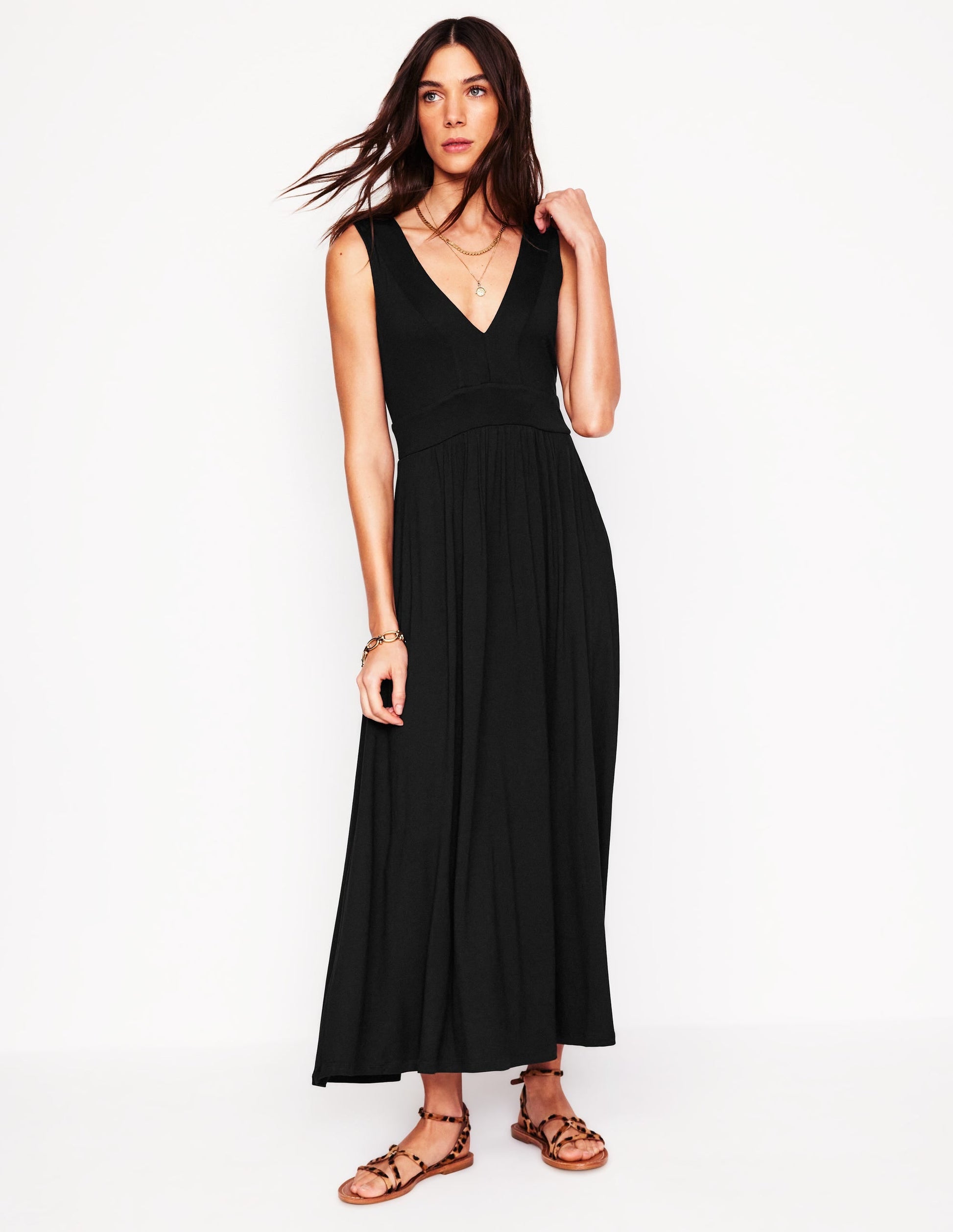 Olympia Jersey Maxi Dress-Black-4