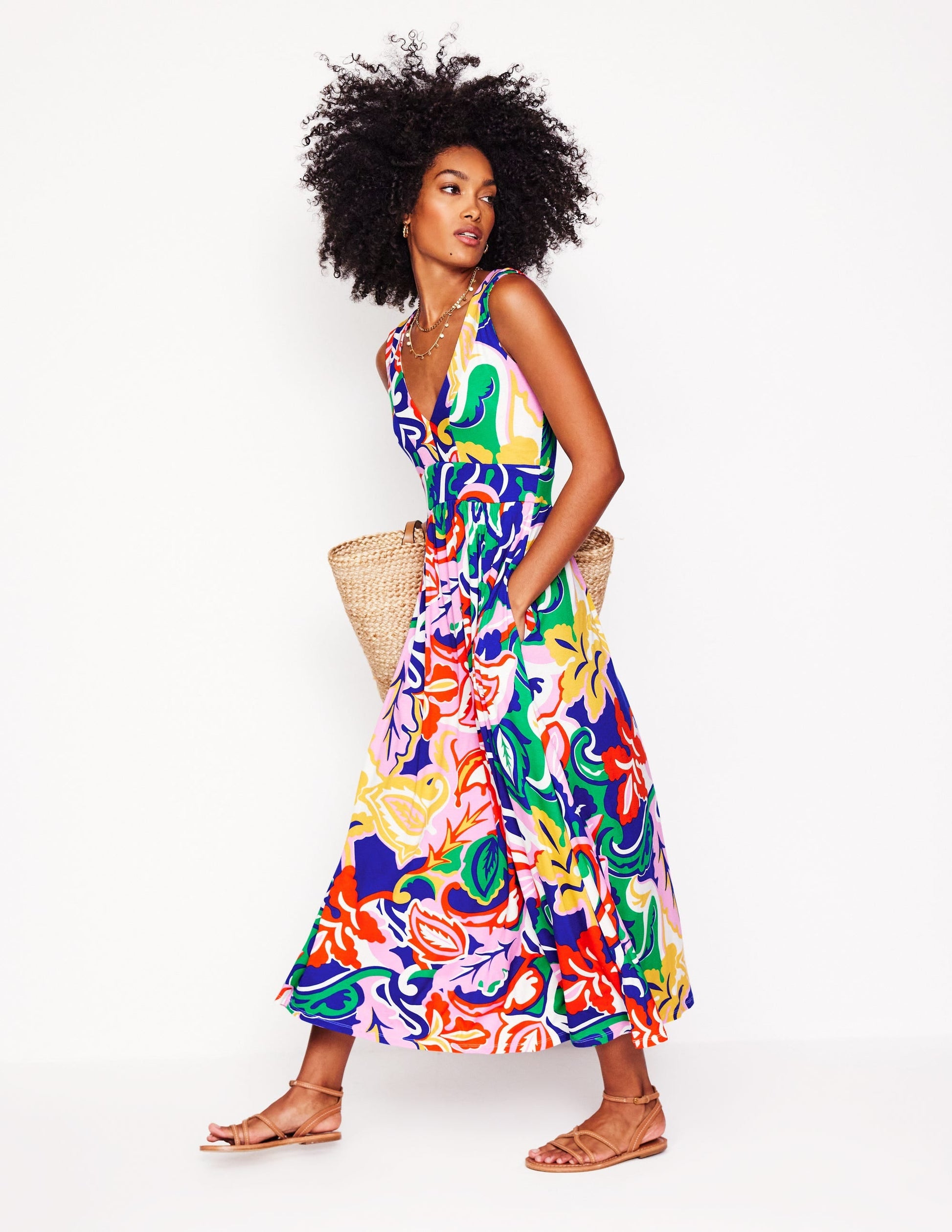 Olympia Jersey Maxi Dress-Multi, Foliage Twirl-1