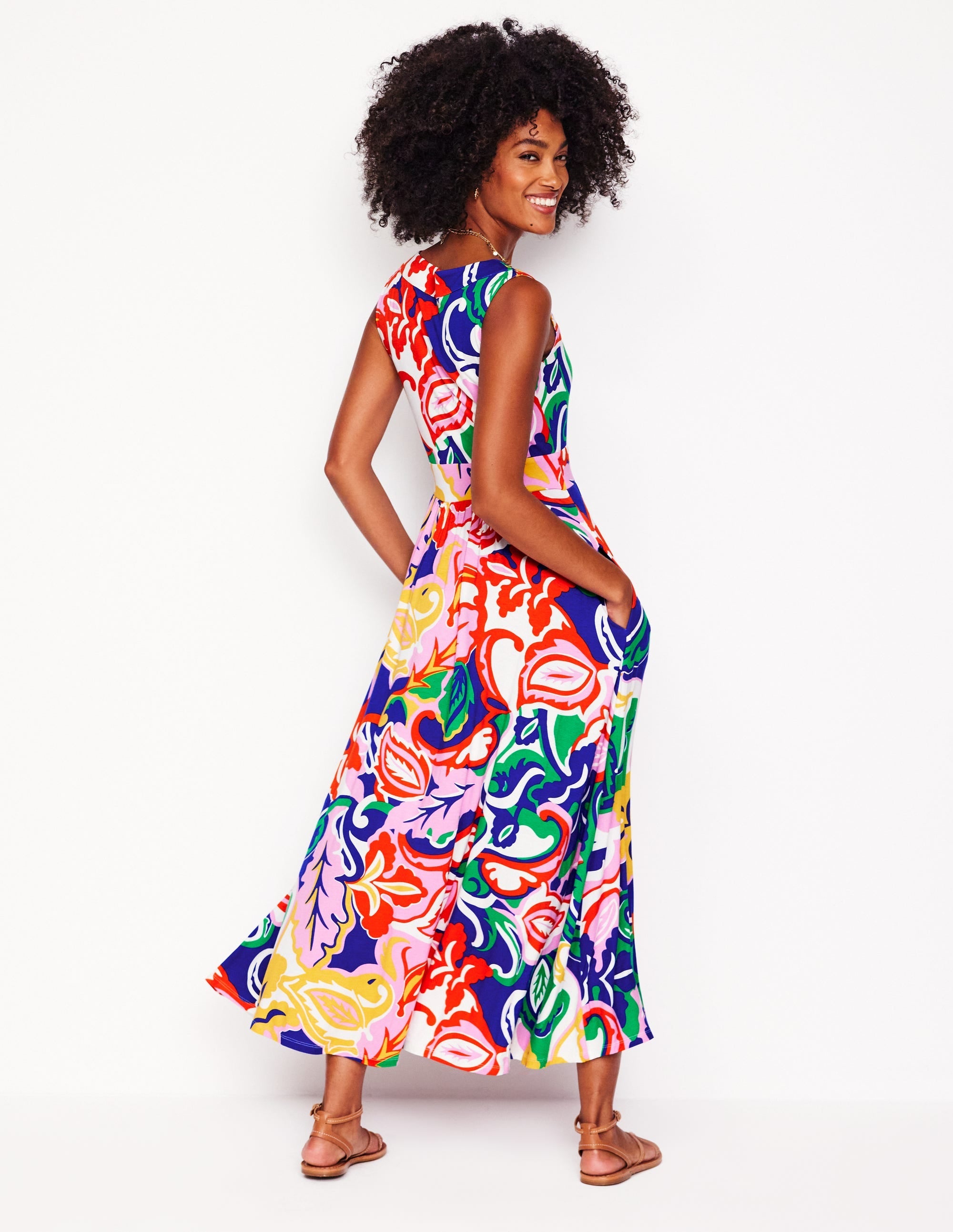 Olympia Jersey Maxi Dress-Multi, Foliage Twirl - Image 3