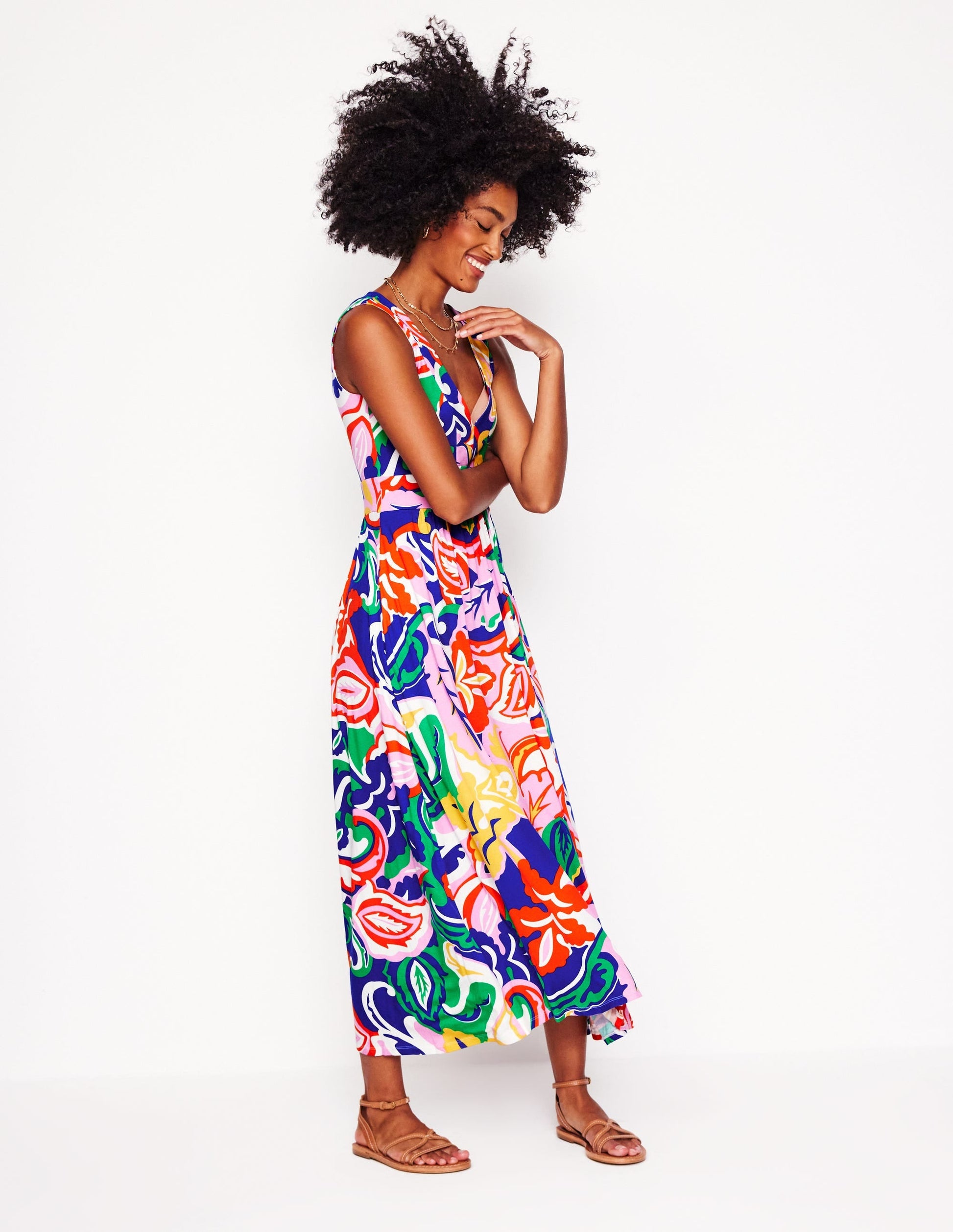 Olympia Jersey Maxi Dress-Multi, Foliage Twirl-4