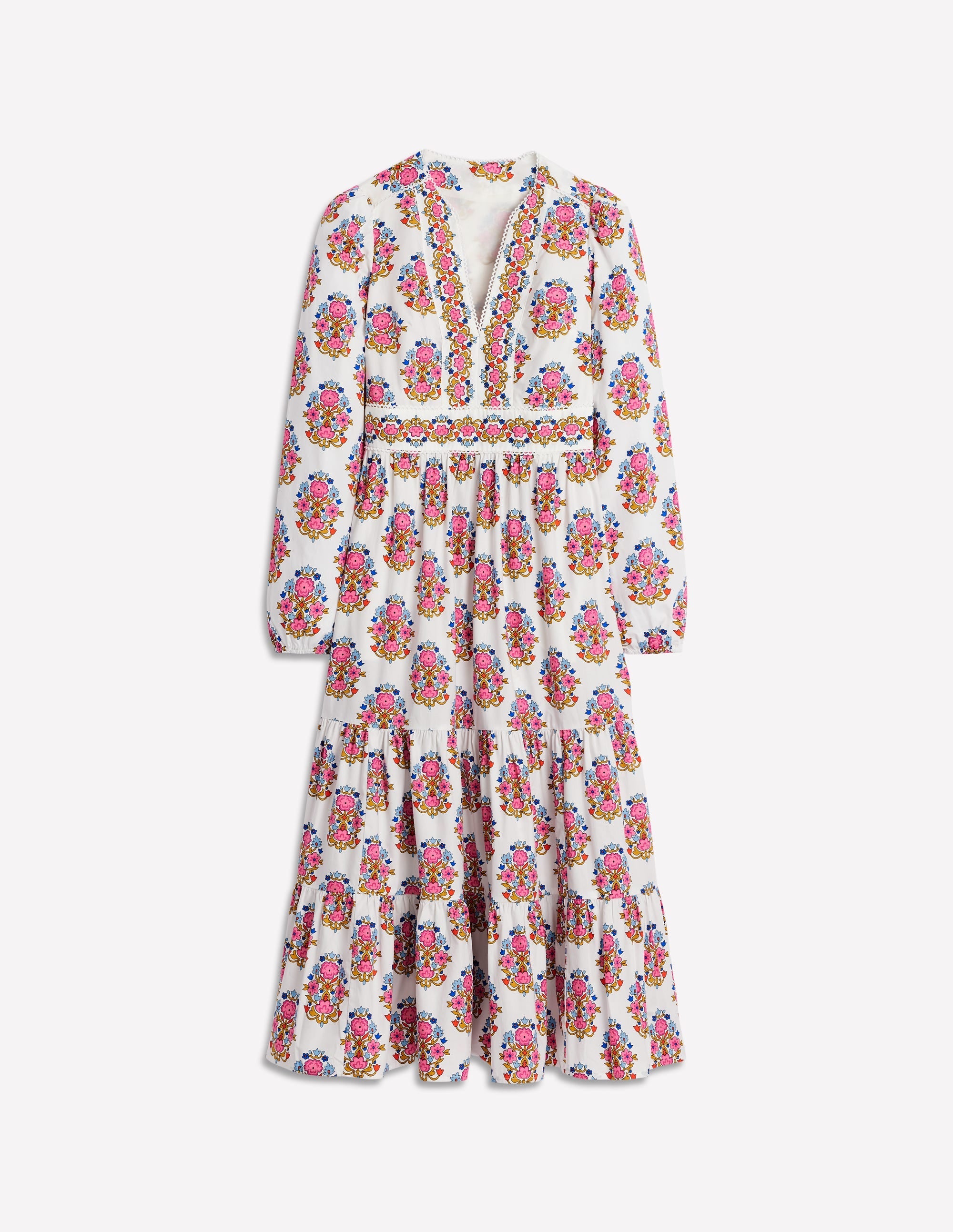 Violet Cotton Midi Dress-Ivory, Wildflower Stamp - Image 8