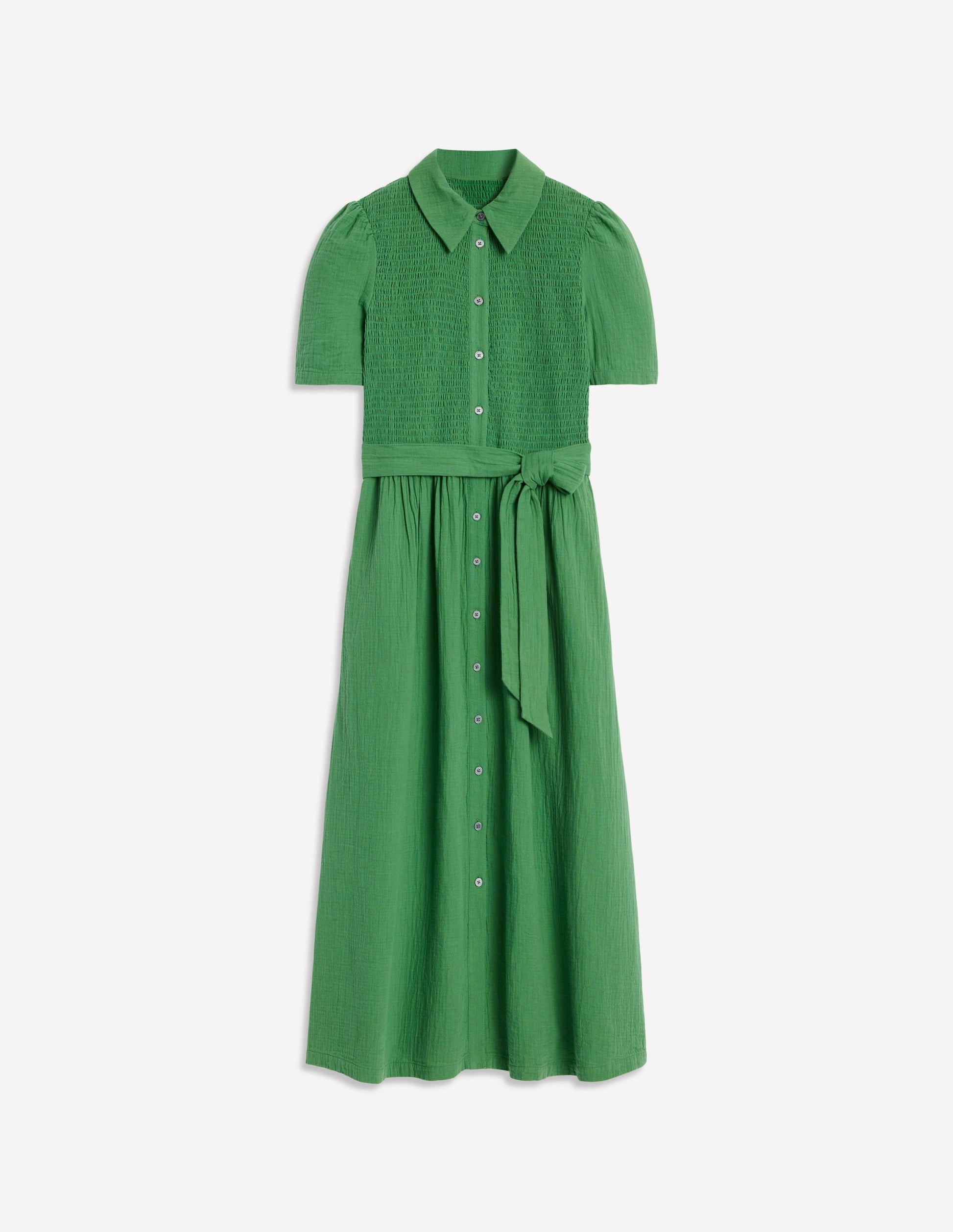 Amber Double Cloth Midi Dress-Paradise Green-6