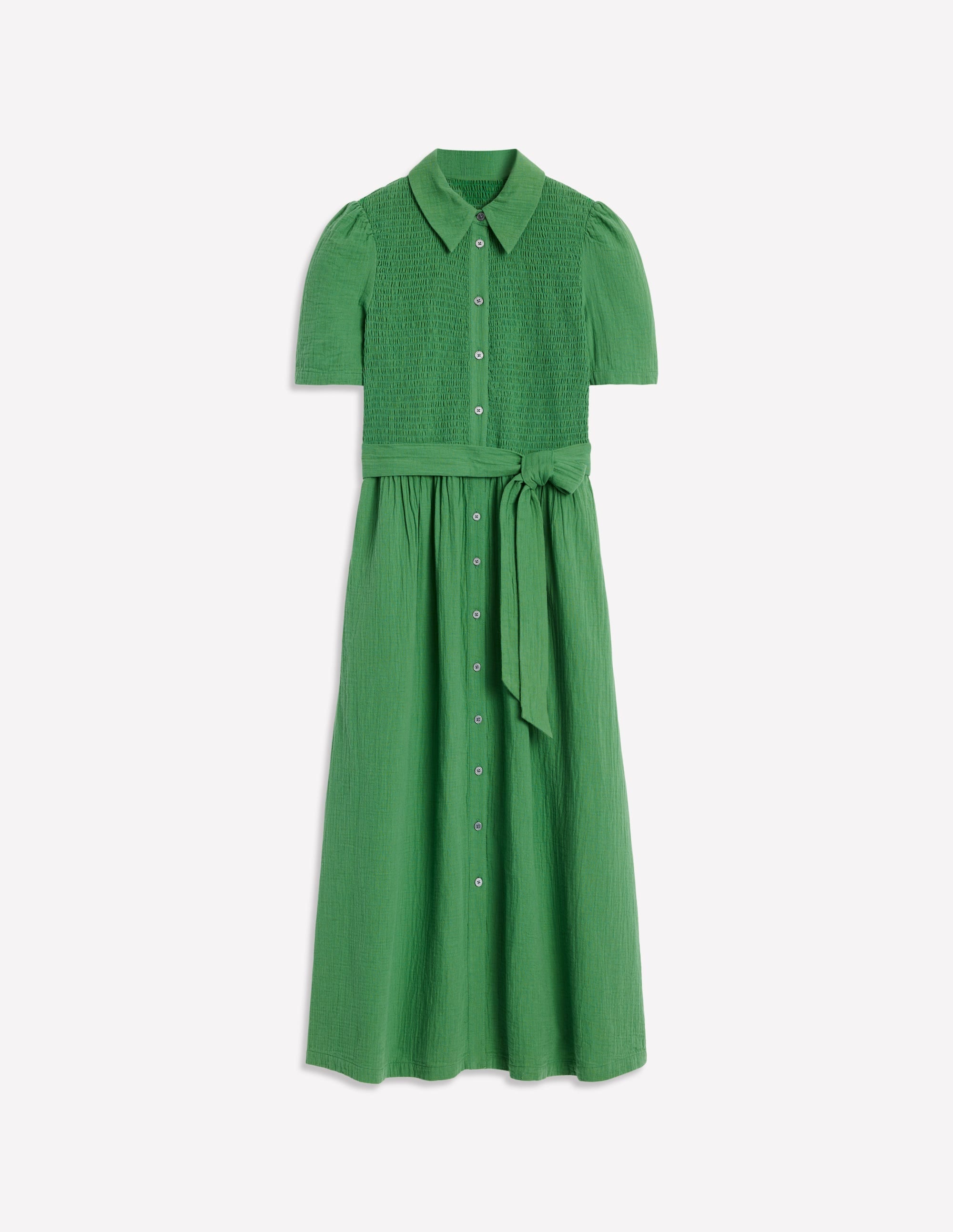 Amber Double Cloth Midi Dress-Paradise Green - Image 6