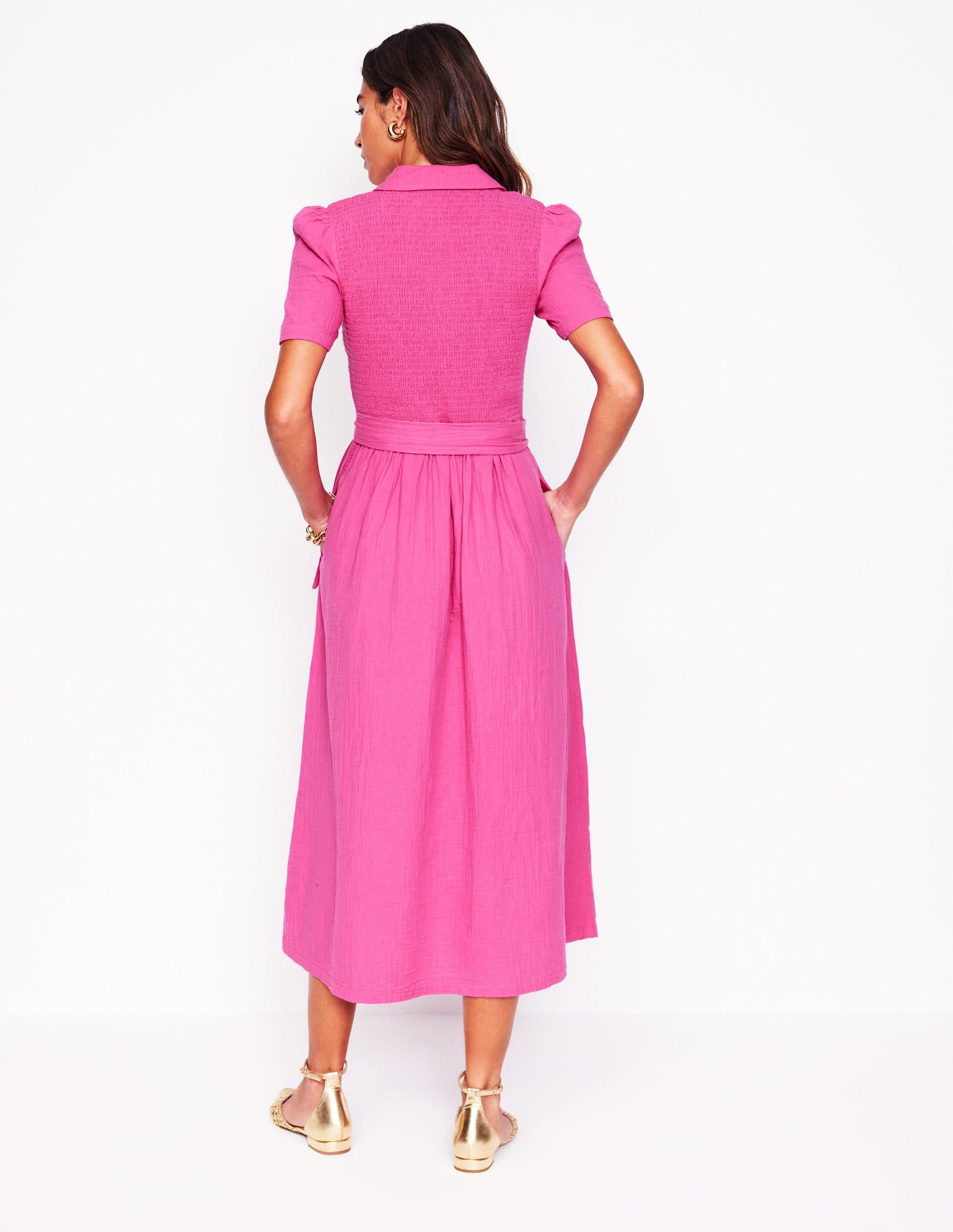 Amber Double Cloth Midi Dress-Cosmos Pink-3