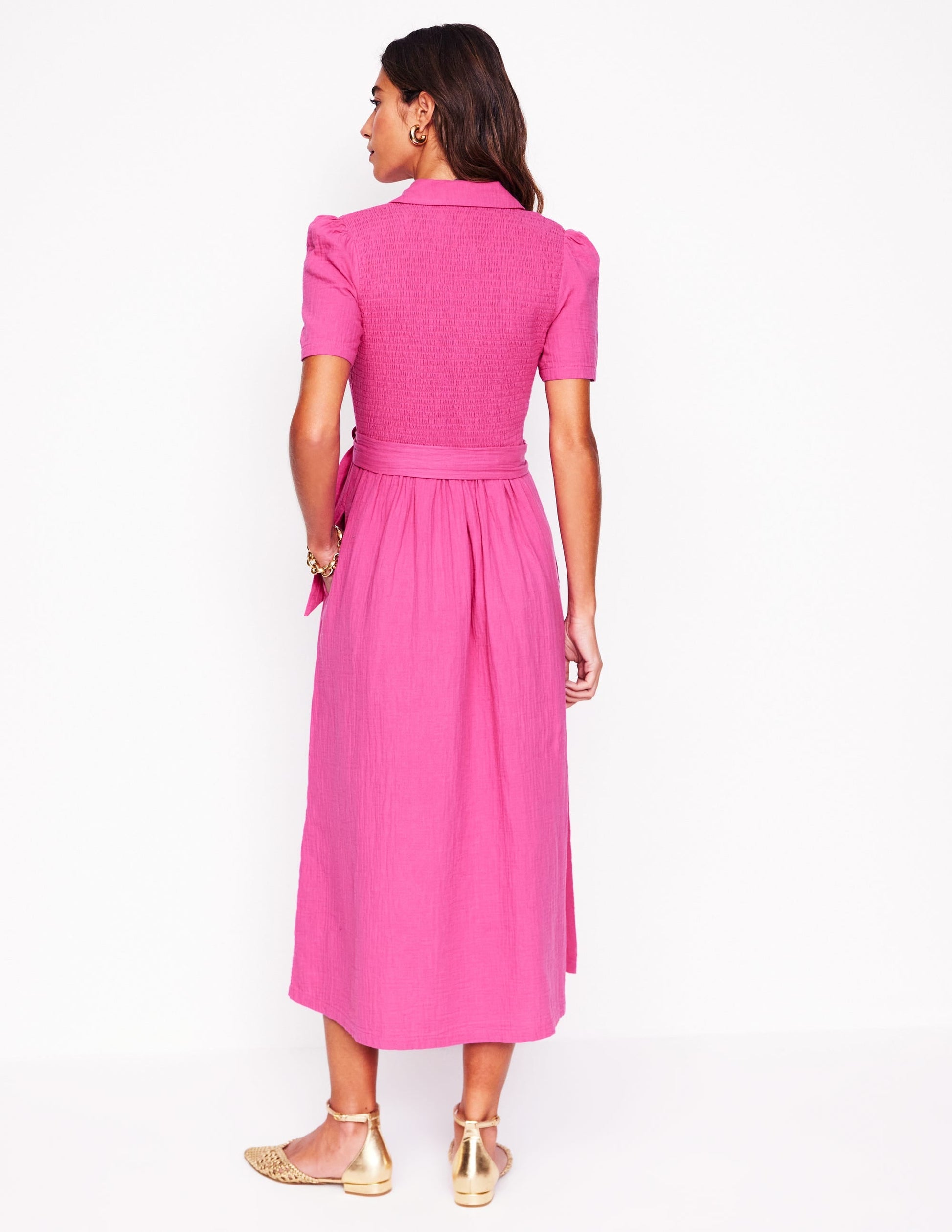Amber Double Cloth Midi Dress-Cosmos Pink-6