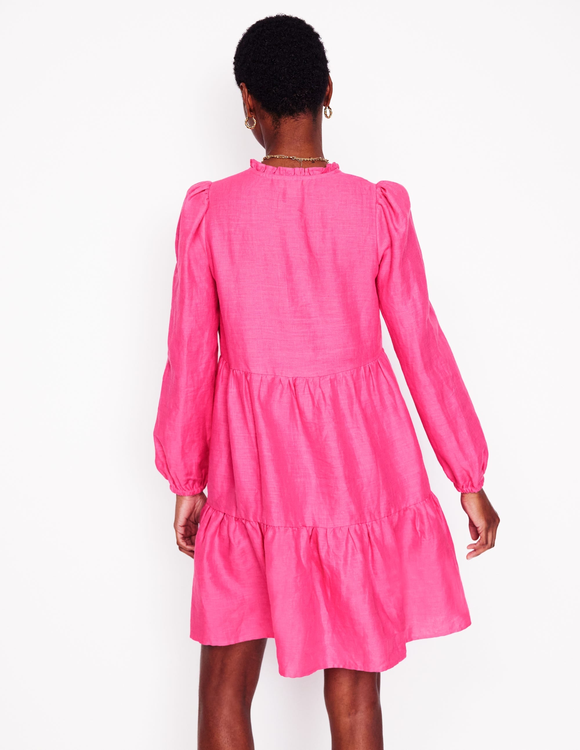 Esme Linen Short Dress-Pink Peony - Image 4