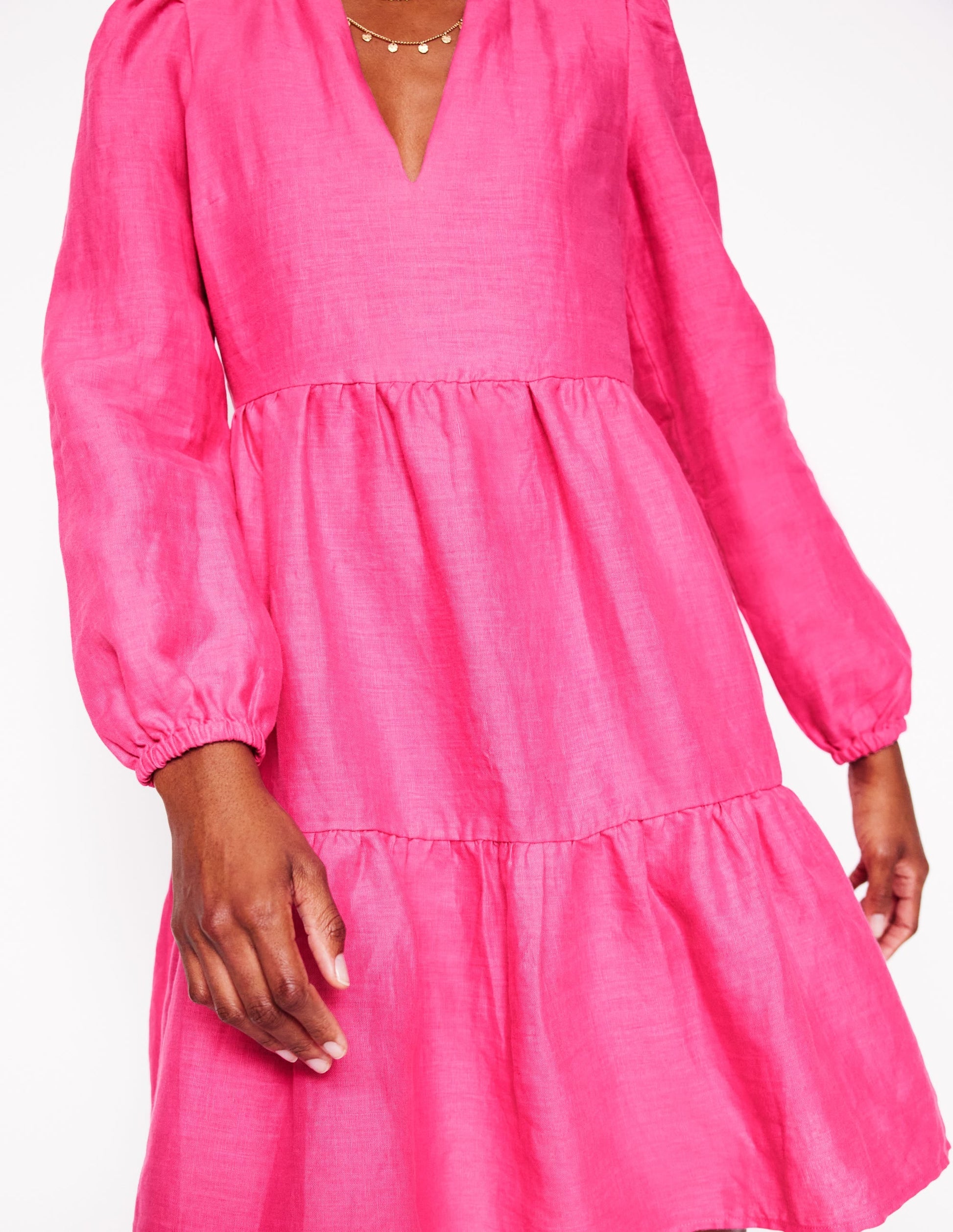 Esme Linen Short Dress-Pink Peony-6