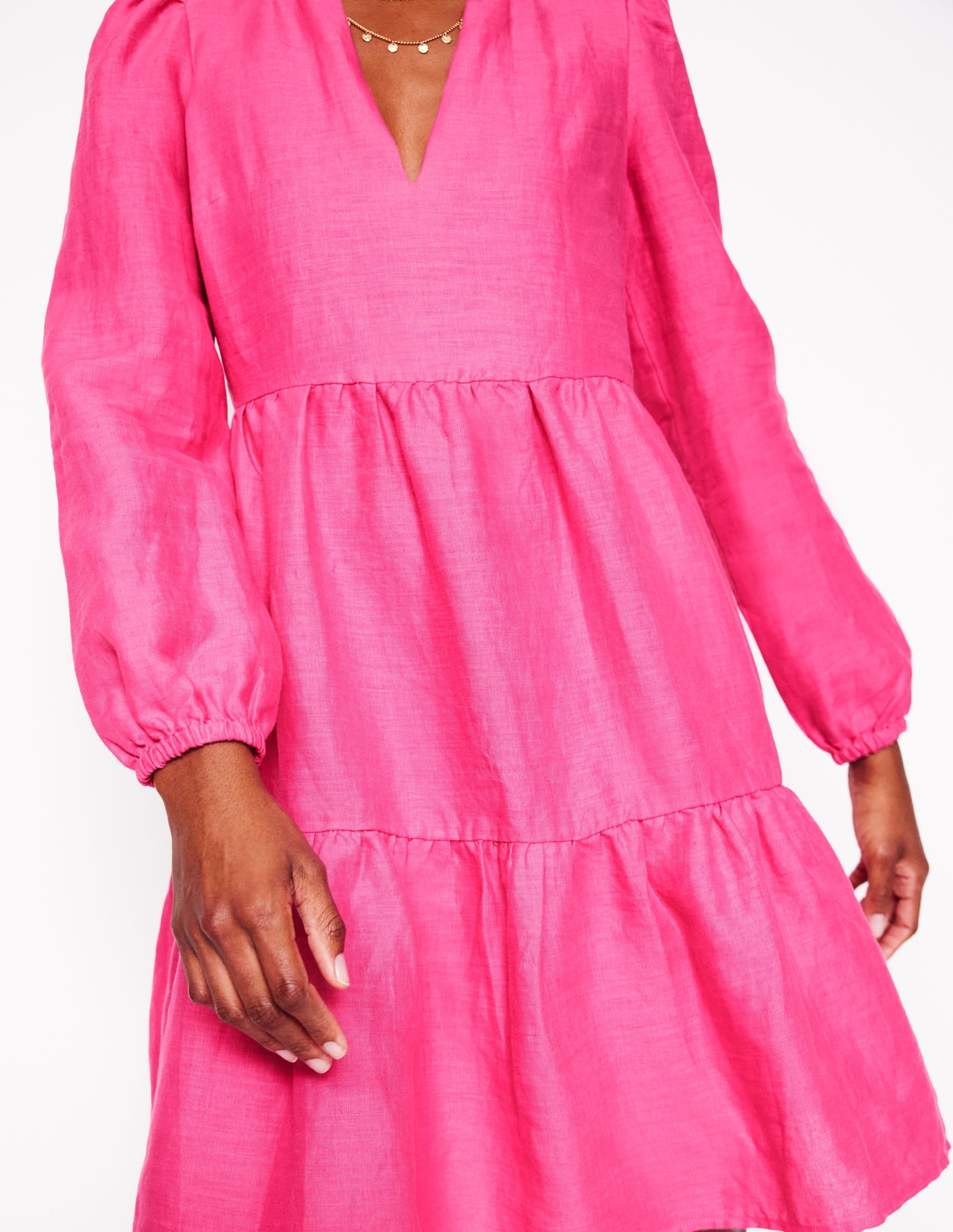 Esme Linen Short Dress-Pink Peony - Image 6