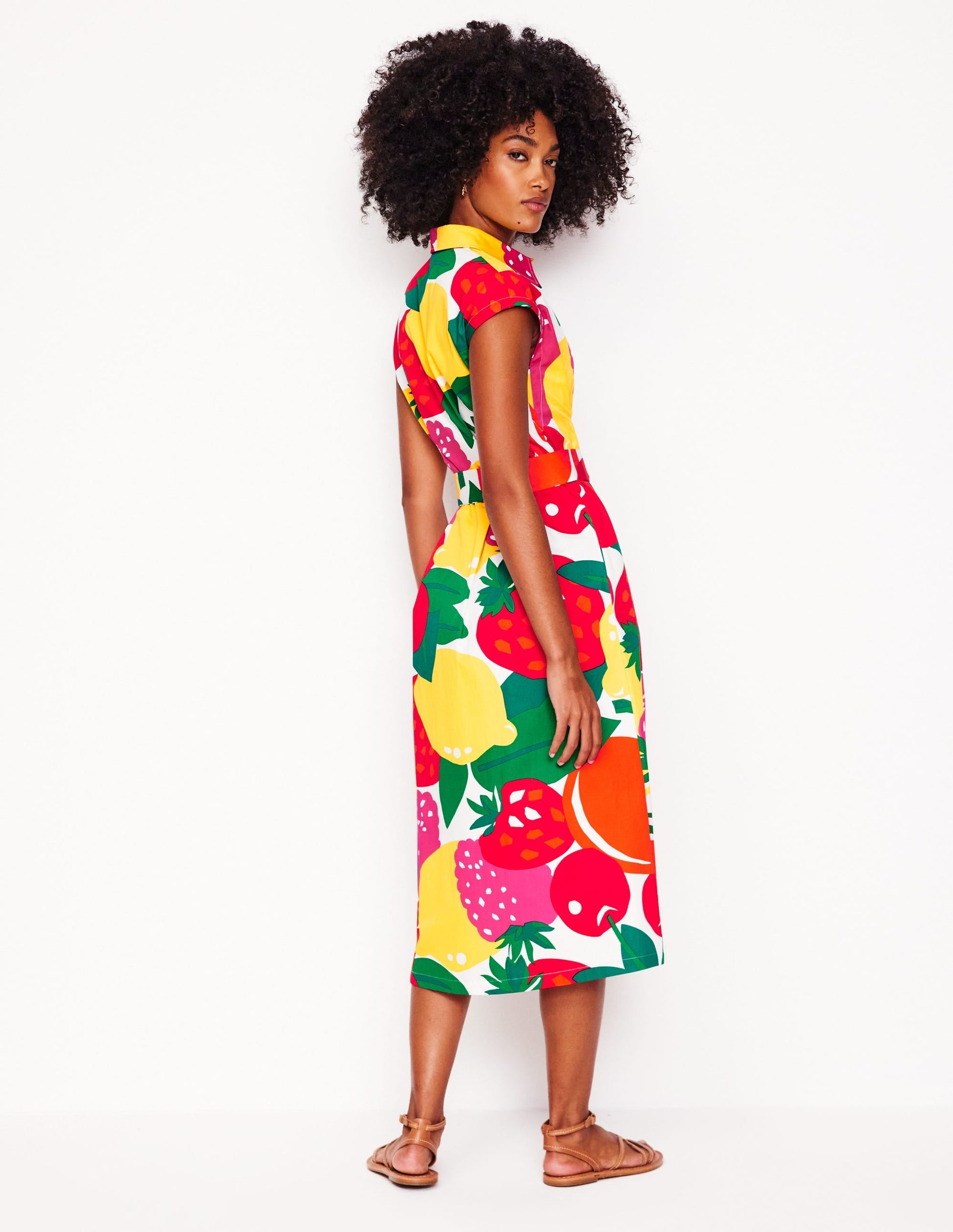 Rachel Cotton Midi Shirt Dress-Multi, Summer Fruits-3
