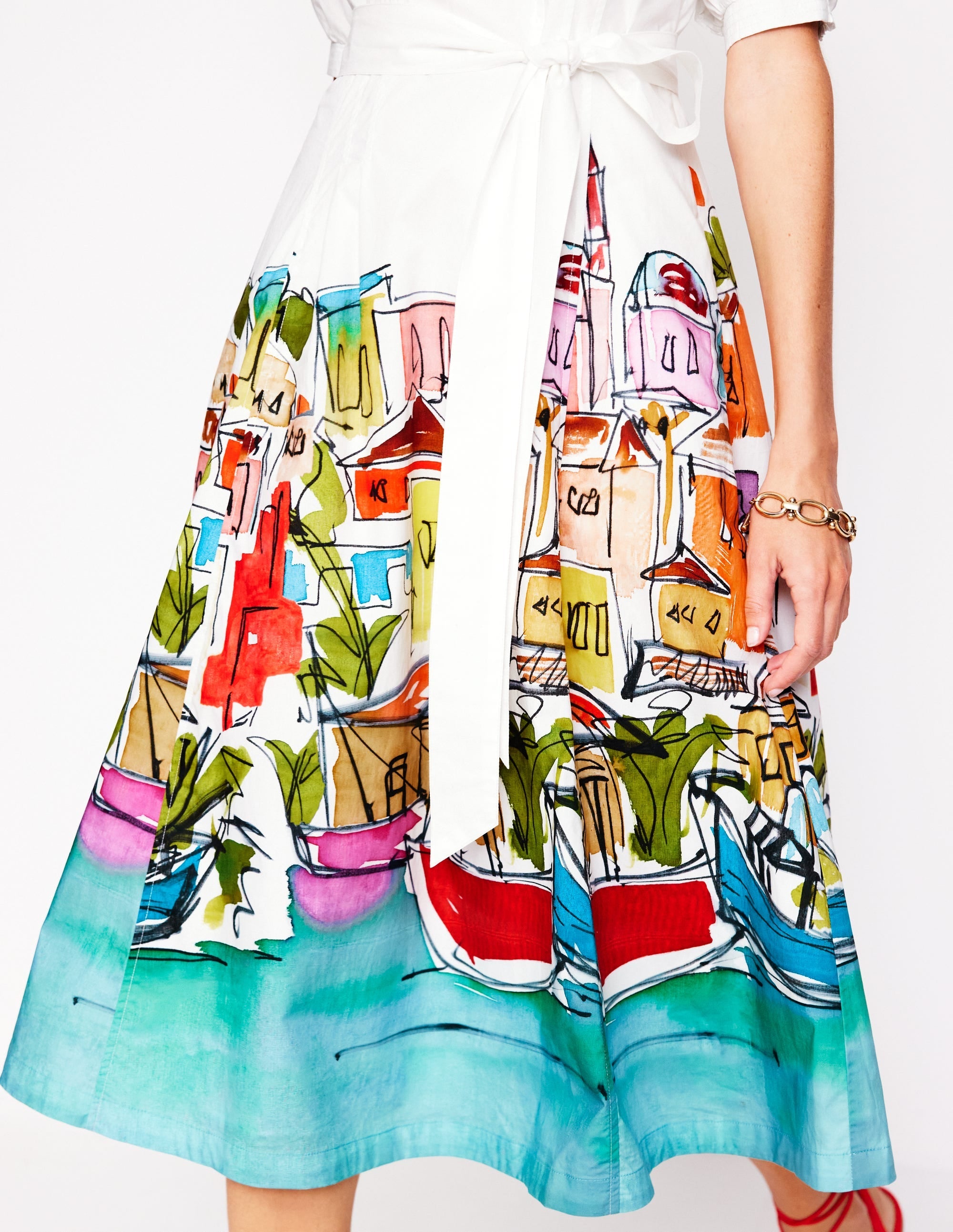Bria Puff Sleeve Midi Dress-Multi, Rainbow Village - Image 2