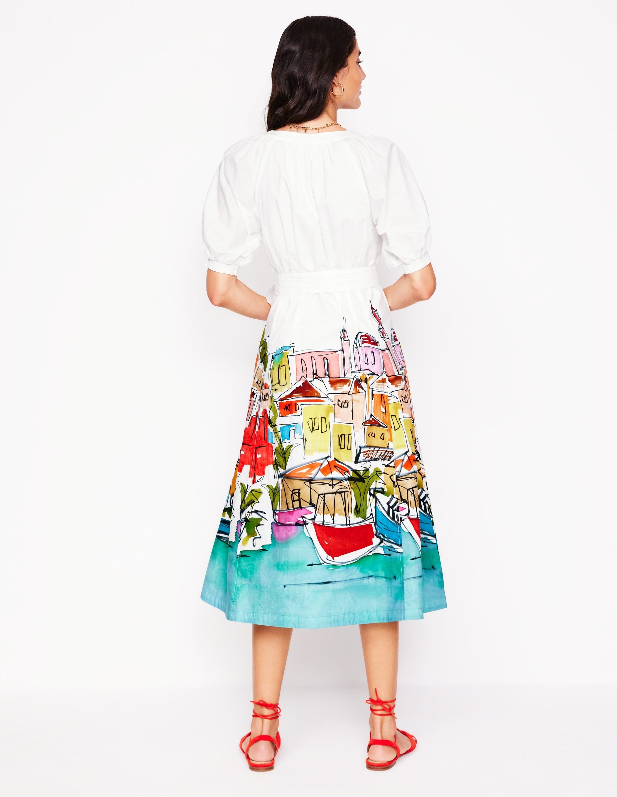 Bria Puff Sleeve Midi Dress-Multi, Rainbow Village - Image 3