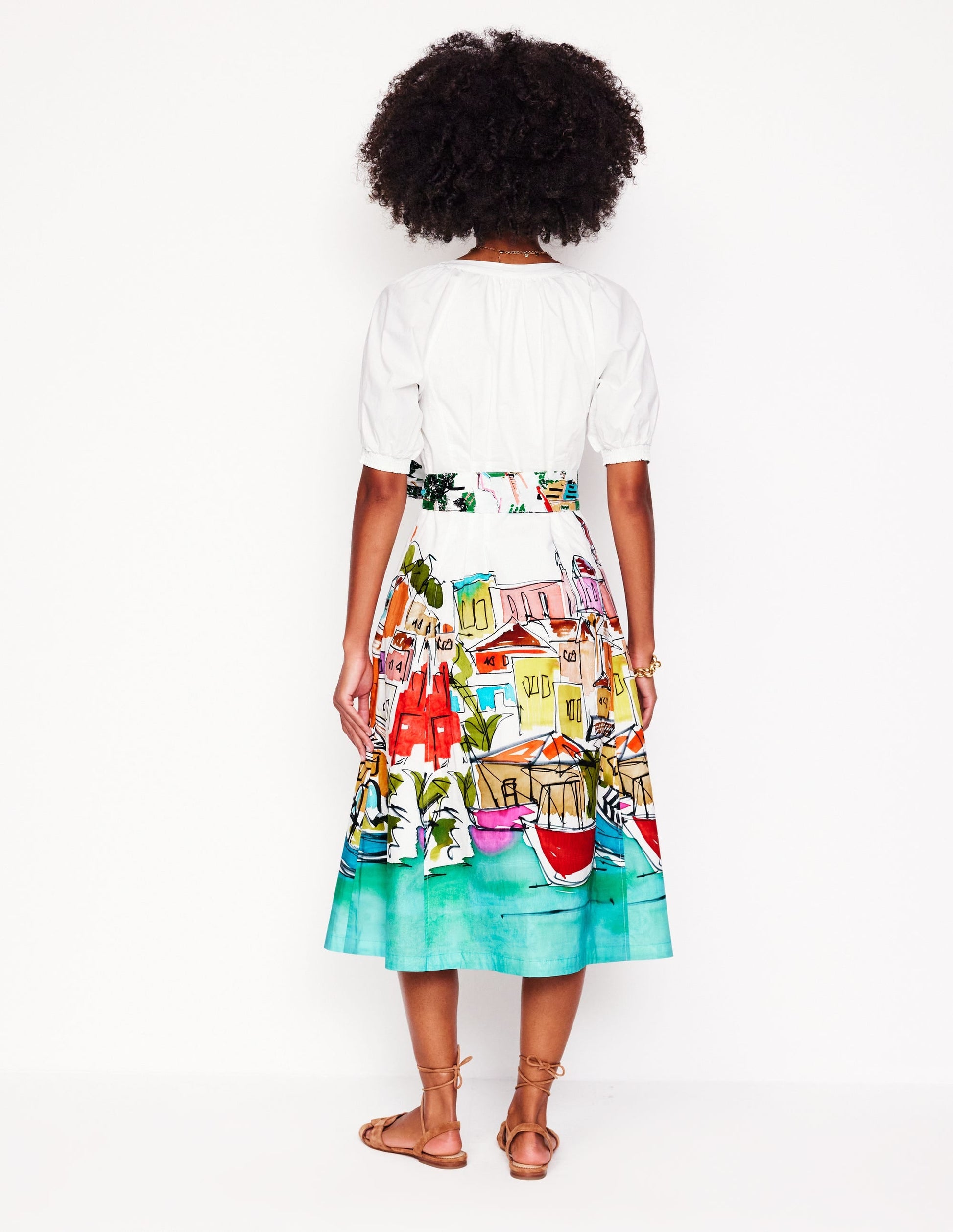Bria Puff Sleeve Midi Dress-Multi, Rainbow Village-6