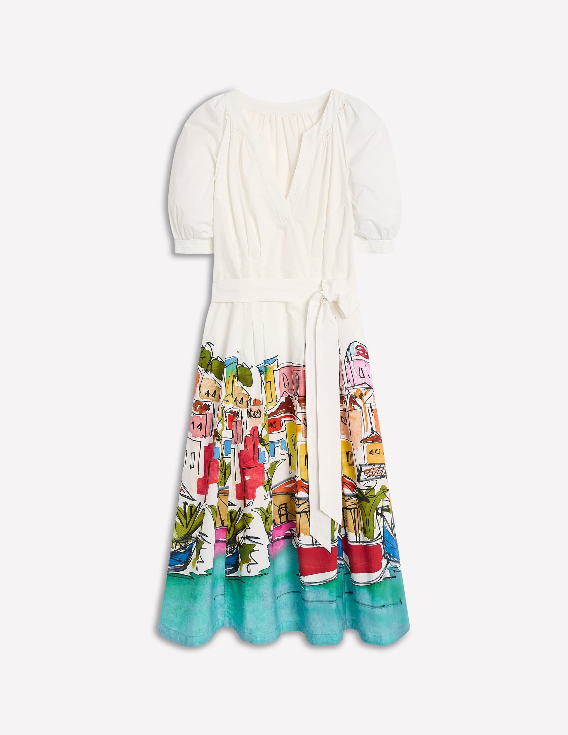 Bria Puff Sleeve Midi Dress-Multi, Rainbow Village-8