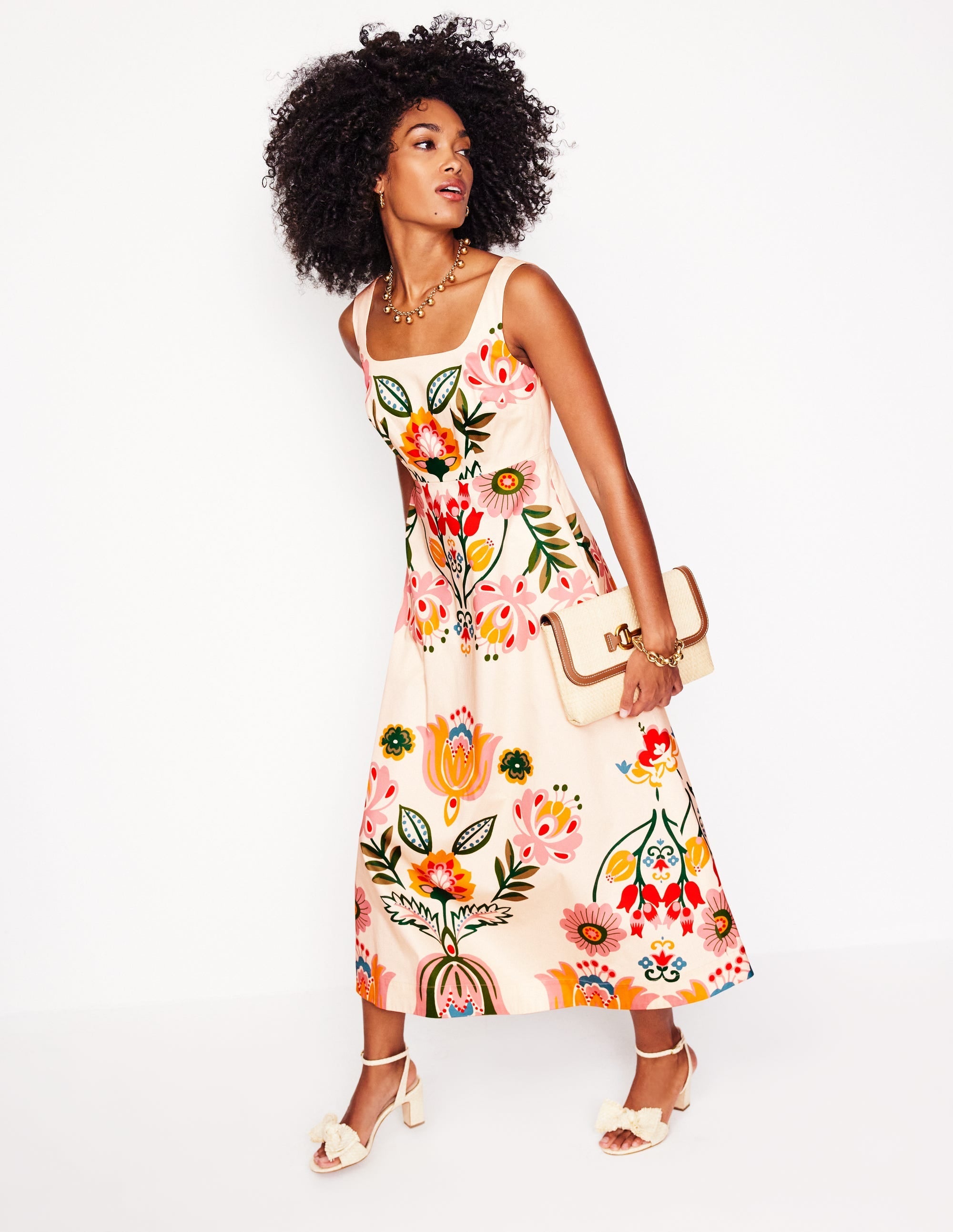 Square Fit & Flare Dress-Ivory, Tulip Fusion - Image 2