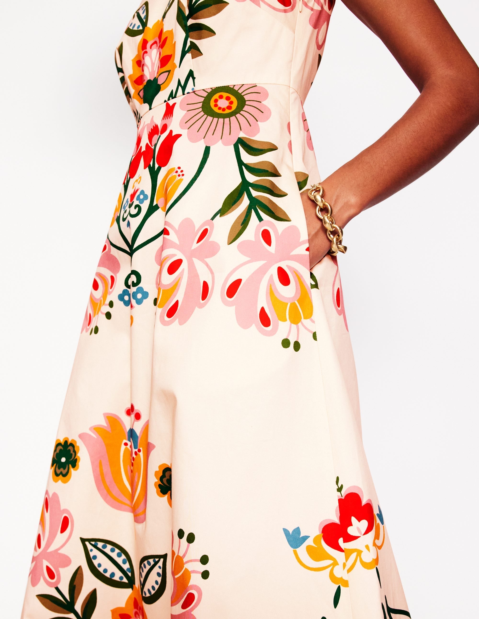Square Fit & Flare Dress-Ivory, Tulip Fusion - Image 3