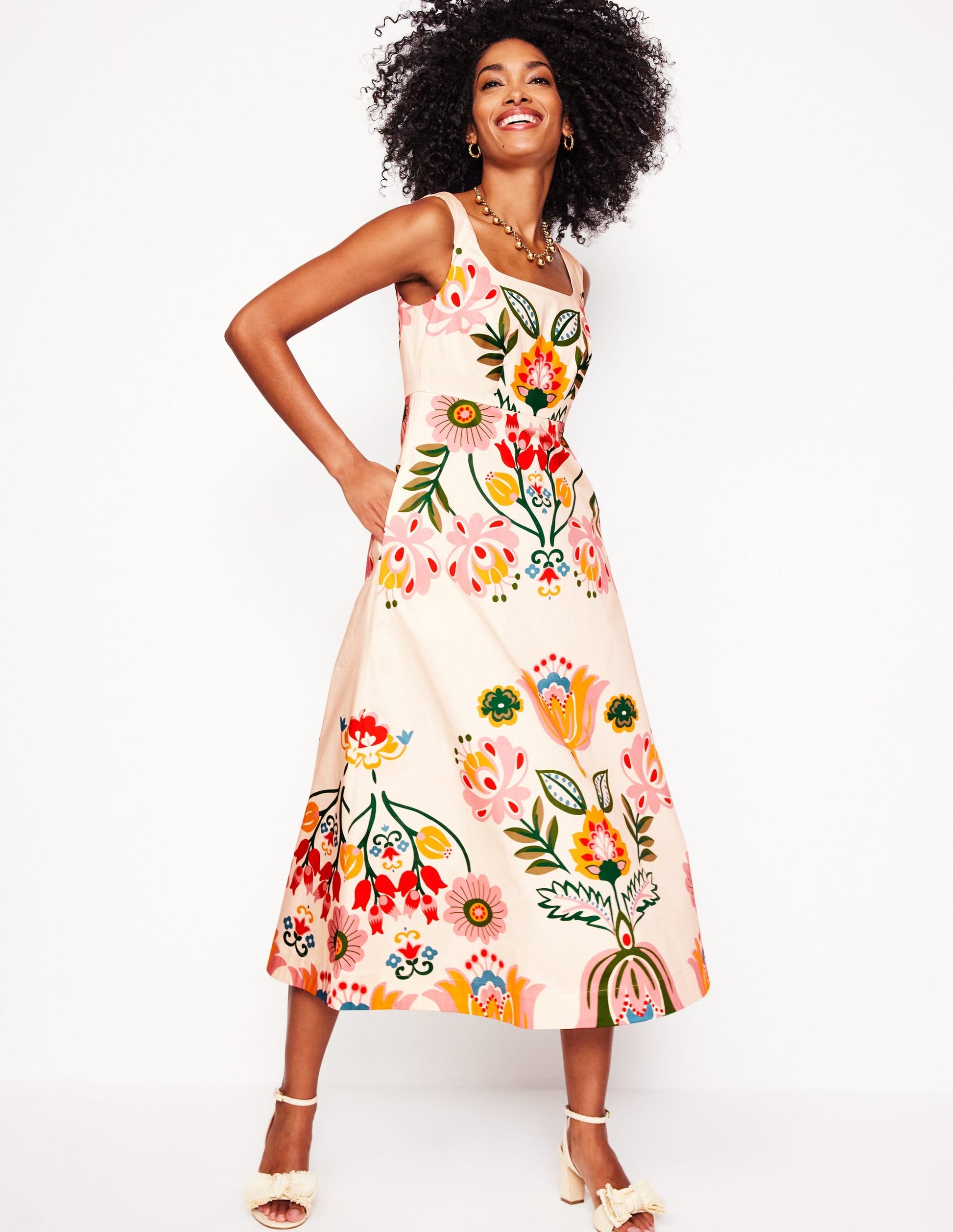 Square Fit & Flare Dress-Ivory, Tulip Fusion-5