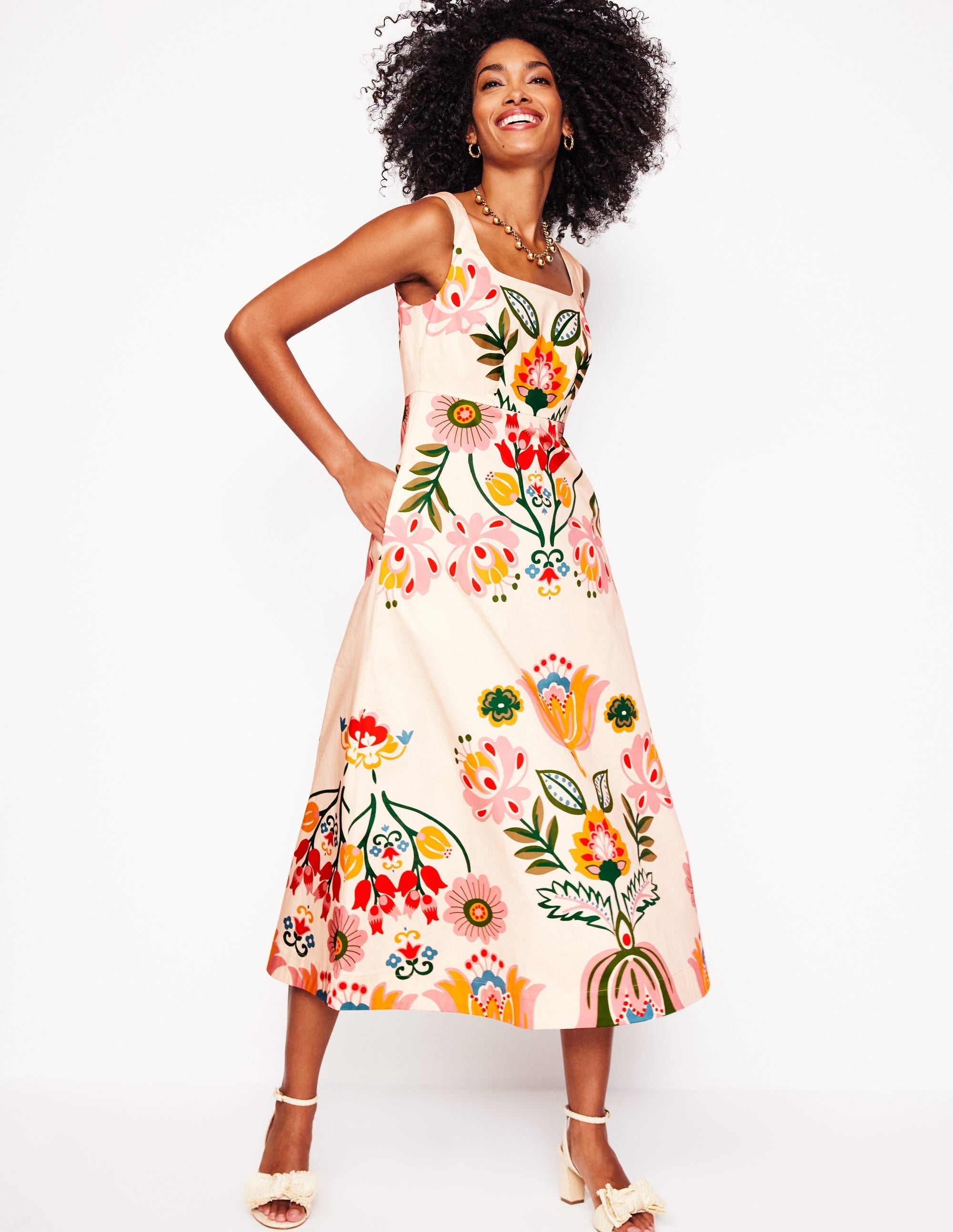 Square Fit & Flare Dress-Ivory, Tulip Fusion - Image 5
