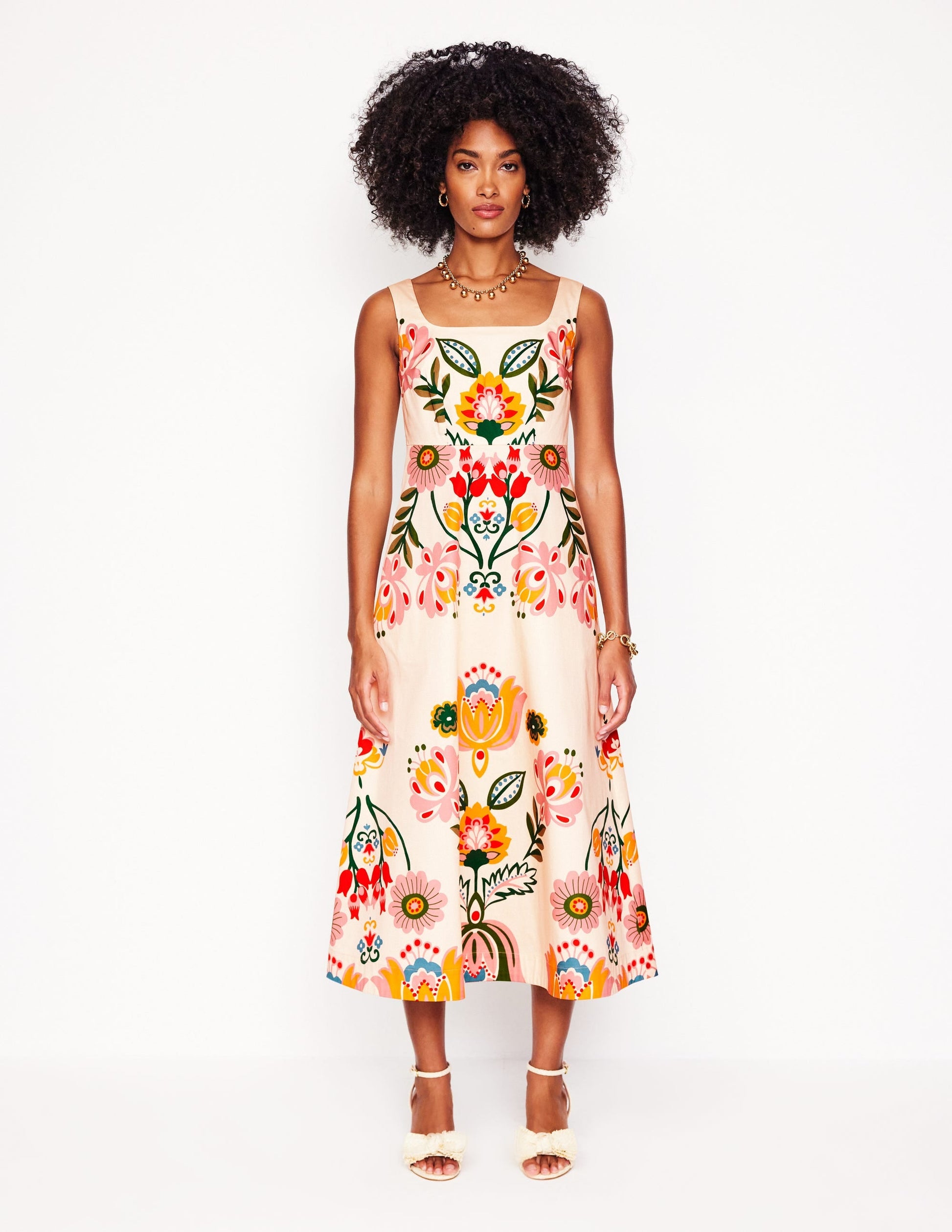 Square Fit & Flare Dress-Ivory, Tulip Fusion-6