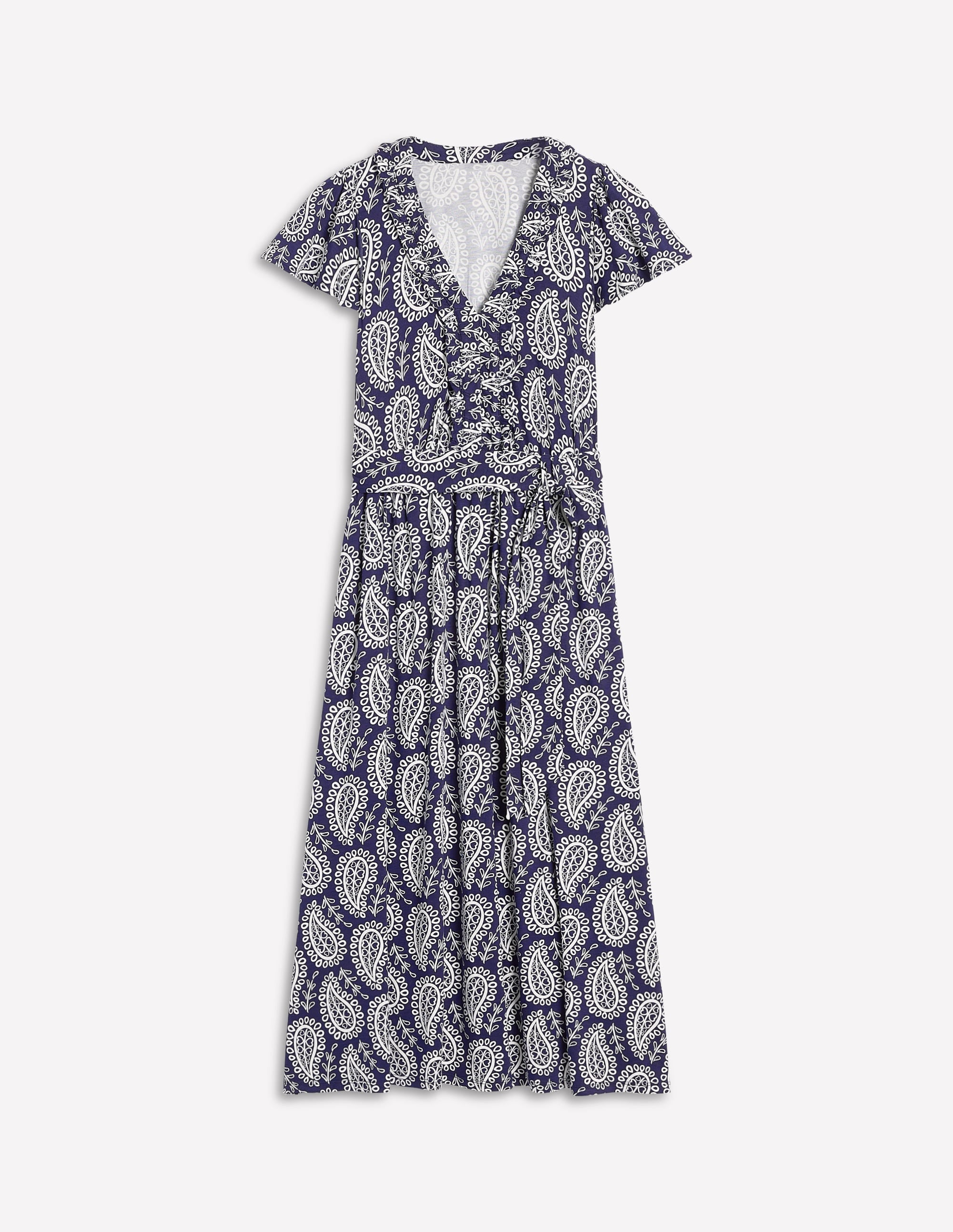Nicola Jersey Tea Dress-French Navy,  Paisley Heart - Image 8